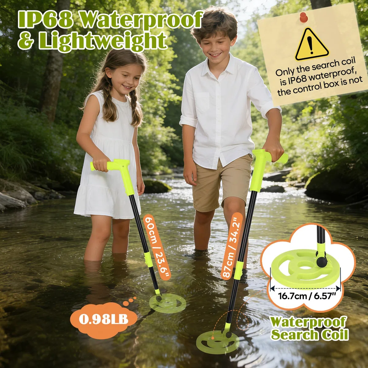 Metal Detector per bambini USB Ricaricabile - iTayga 2026 Metal Detector ad alta precisione con display LCD, Rivelatore di metallo per bambini impermeabile e regolabile per esplorazioni all'aperto