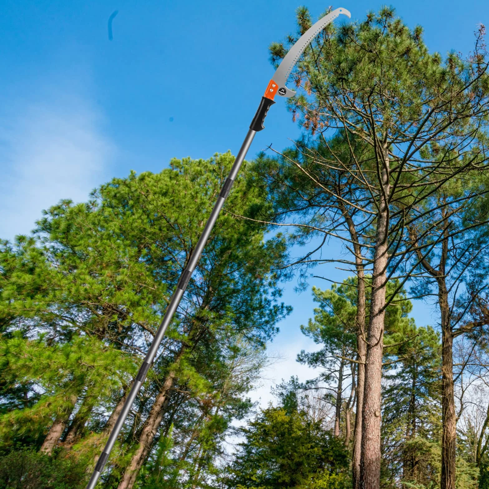 Walensee Sega da albero per potatura, 2,3 m, leggera prolunga manuale in acciaio inox, sega alta con lama per trimmer rami, cesoie per alberi per foreste, cortili, terrazze