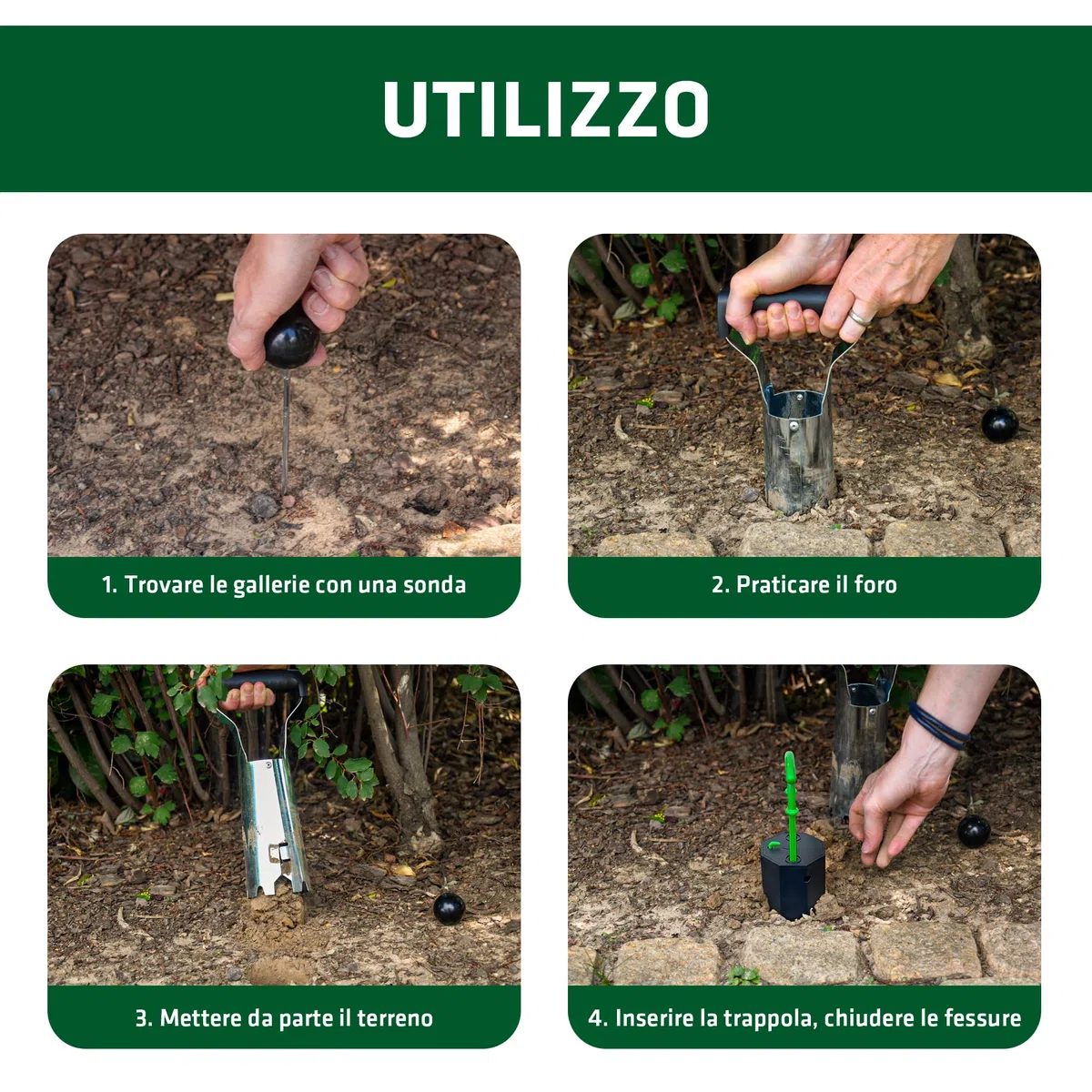 GARDIGO® Trappola per Talpe e Arvicole | Anti Talpe Giardino | Acchiappa la Talpa da 2 Direzioni | Riutilizzabile, Successo Cattura Visibile | Trappola Arvicole | Scaccia Talpa