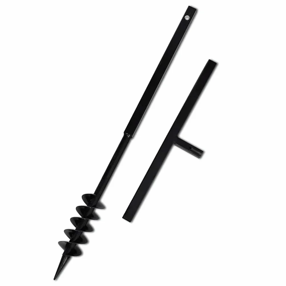 Trivella con manico e punta elicoidale da 80 mm, tubo di prolunga da 5 m in ferro robusto, trapano a mano per giardino, aiuola, piante, terra, radice, palo, bulbo, accessori per pali e