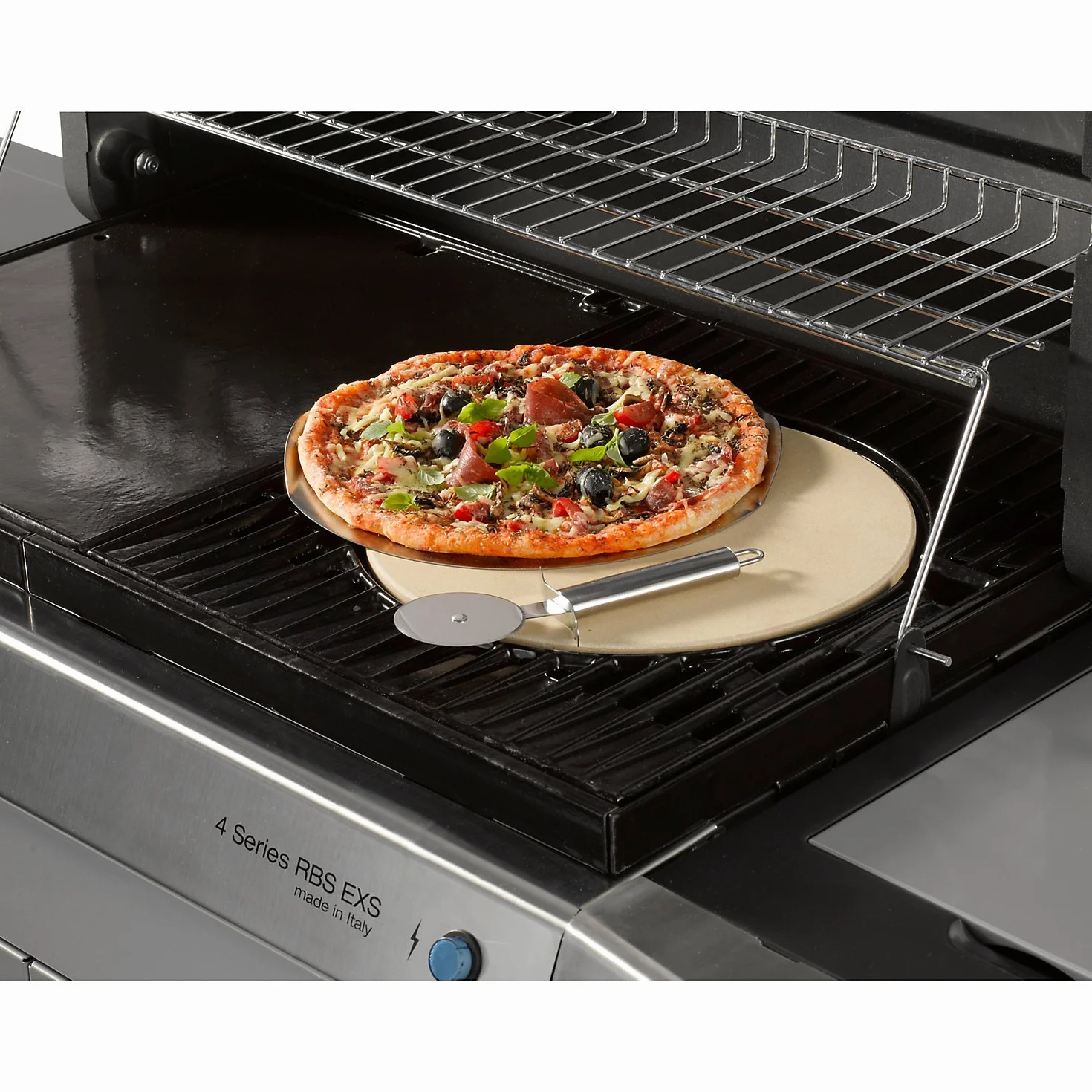 Campingaz Mandarin Wok per Griglie a Gas con Culinary Modular System, Padella Wok in ghisa, con Rivestimento Antiaderente e Manici & Culinary Modular Pietra Rotella Taglia Pizza, Argento