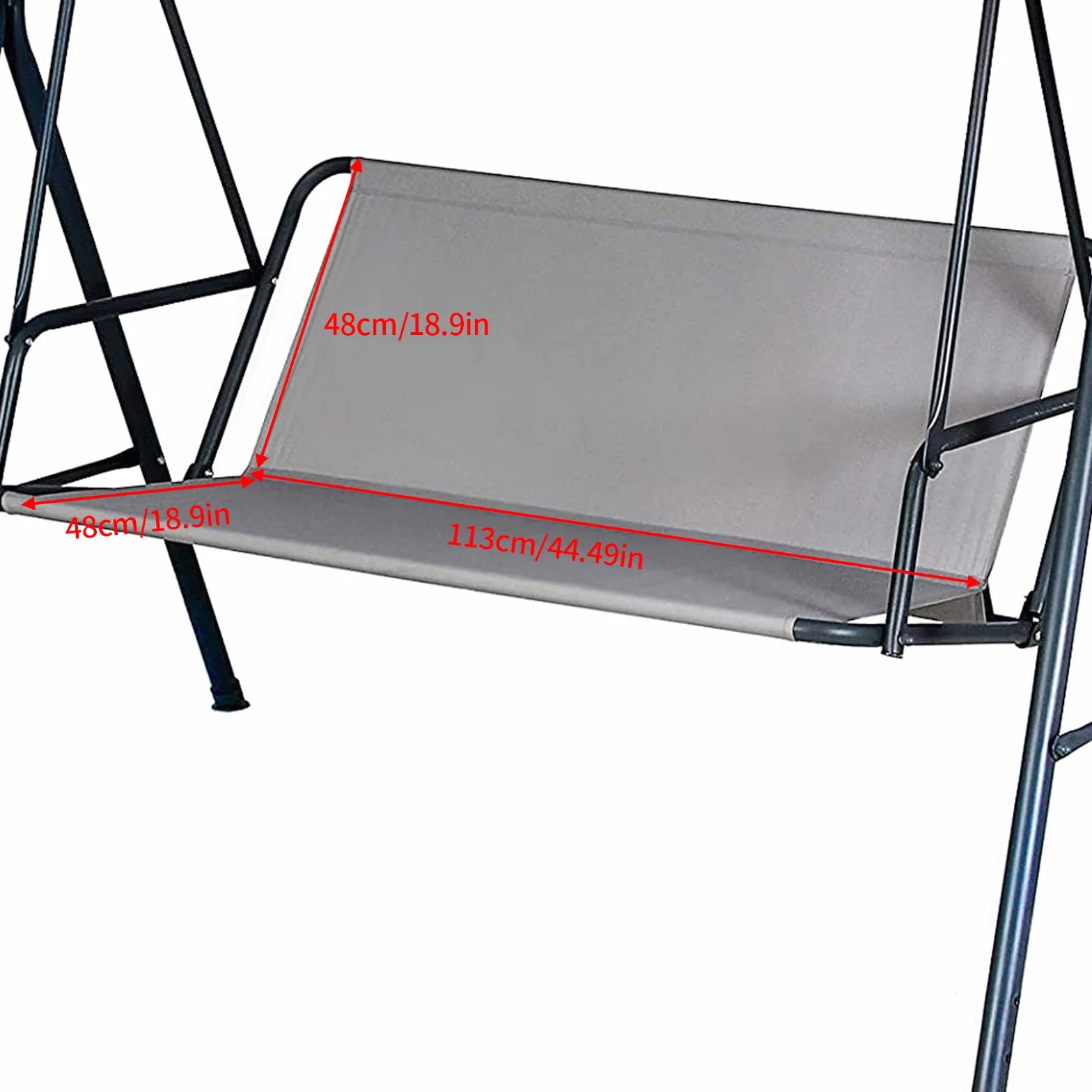 Copertura di ricambio per dondolo da giardino, in tessuto Oxford 900D, per esterni a 2 e 3 posti (grigio: 113 x 48 x 48 cm)