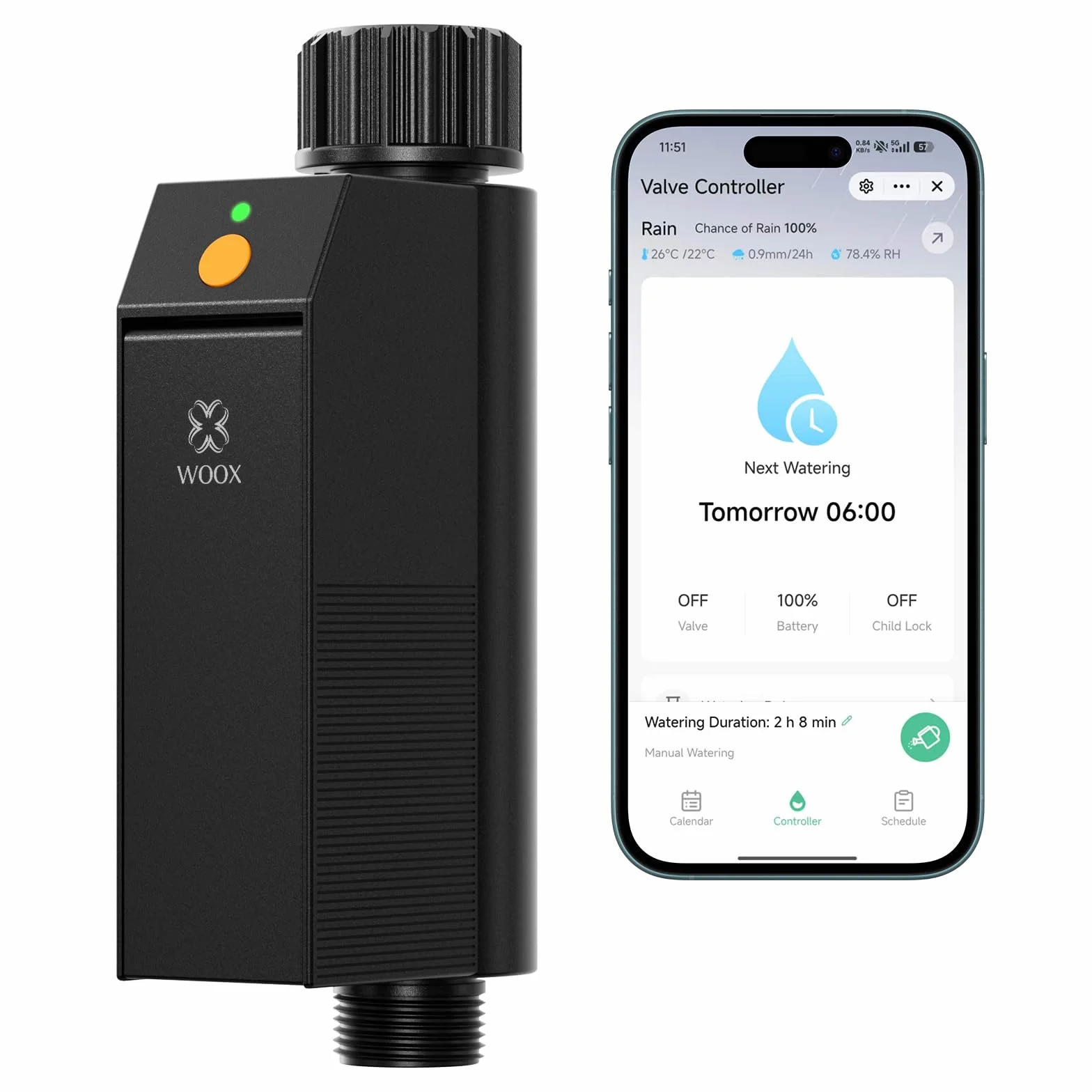 WOOX Programmatore Irrigazione WiFi Intelligente, Senza Hub Richiesto 2,4GHz Timer Irrigazione, App/Controllo Vocale, IP65 Impermeabile Centralina Irrigazione Automatica, Ritardo Pioggia & Manuale