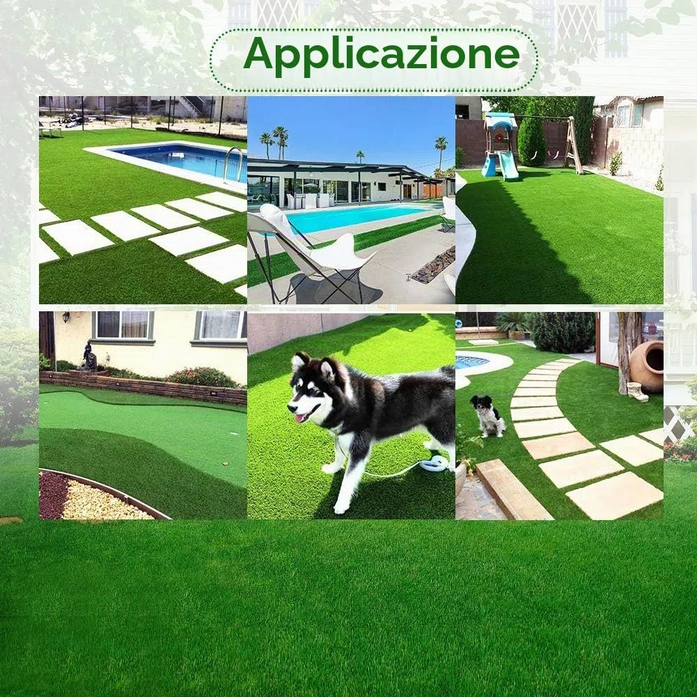 LITA Erba Artificiale Sintetica Premium Tappeto Erboso Altezza Pelo 20mm, Tappeto Erboso Sintetico Finto Faux ad Alta Densità, Dall'Aspetto Naturale e Realistico Prato Giardino per Animali Domestici