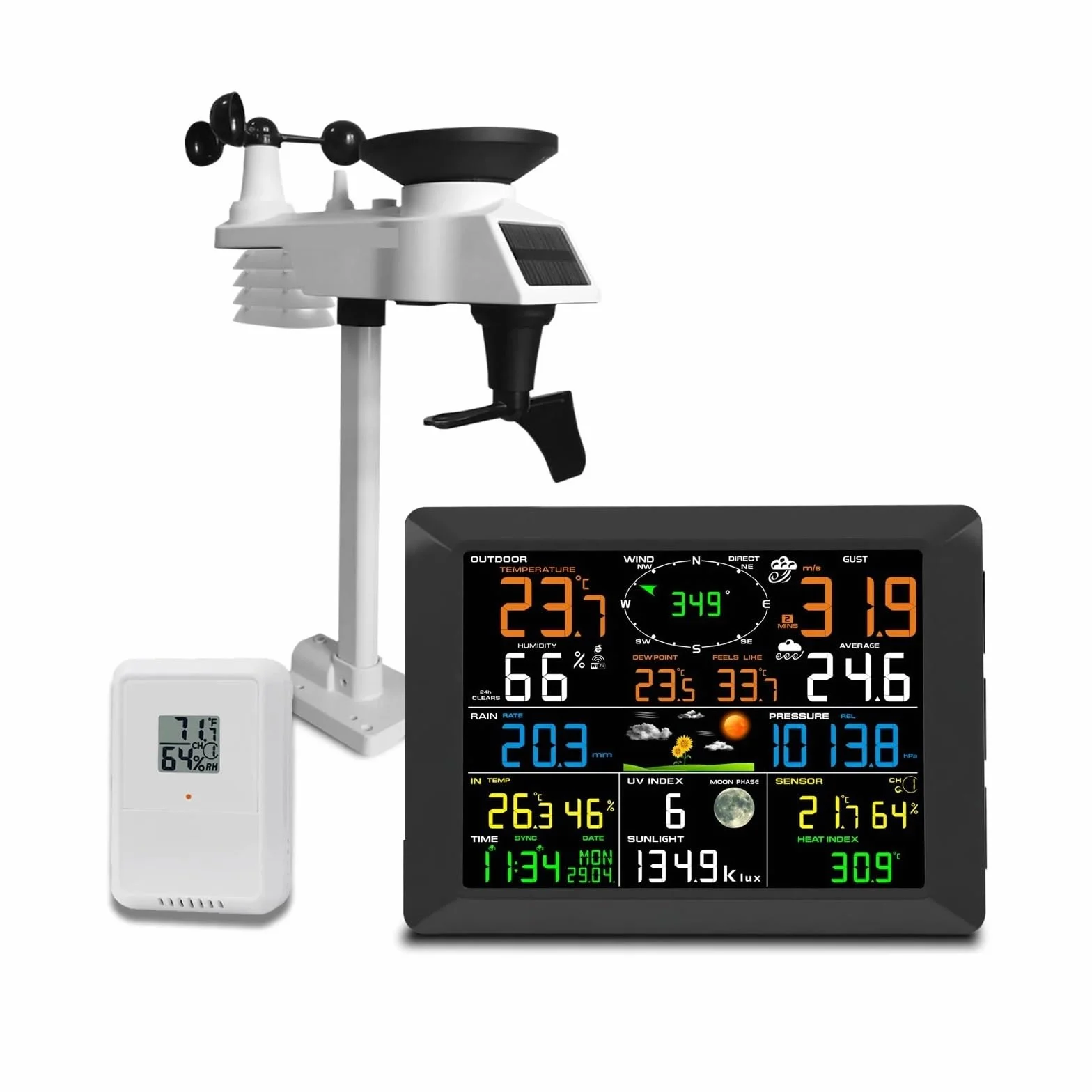 Stazioni Meteorologiche Wireless Display Ampio Da 10 Pollici Termoigrometro For Interni Ed Esterni Pluviometro Velocità Del Supporti A 8 Canali Preciso Veloce Monitoraggio In Tempo Reale