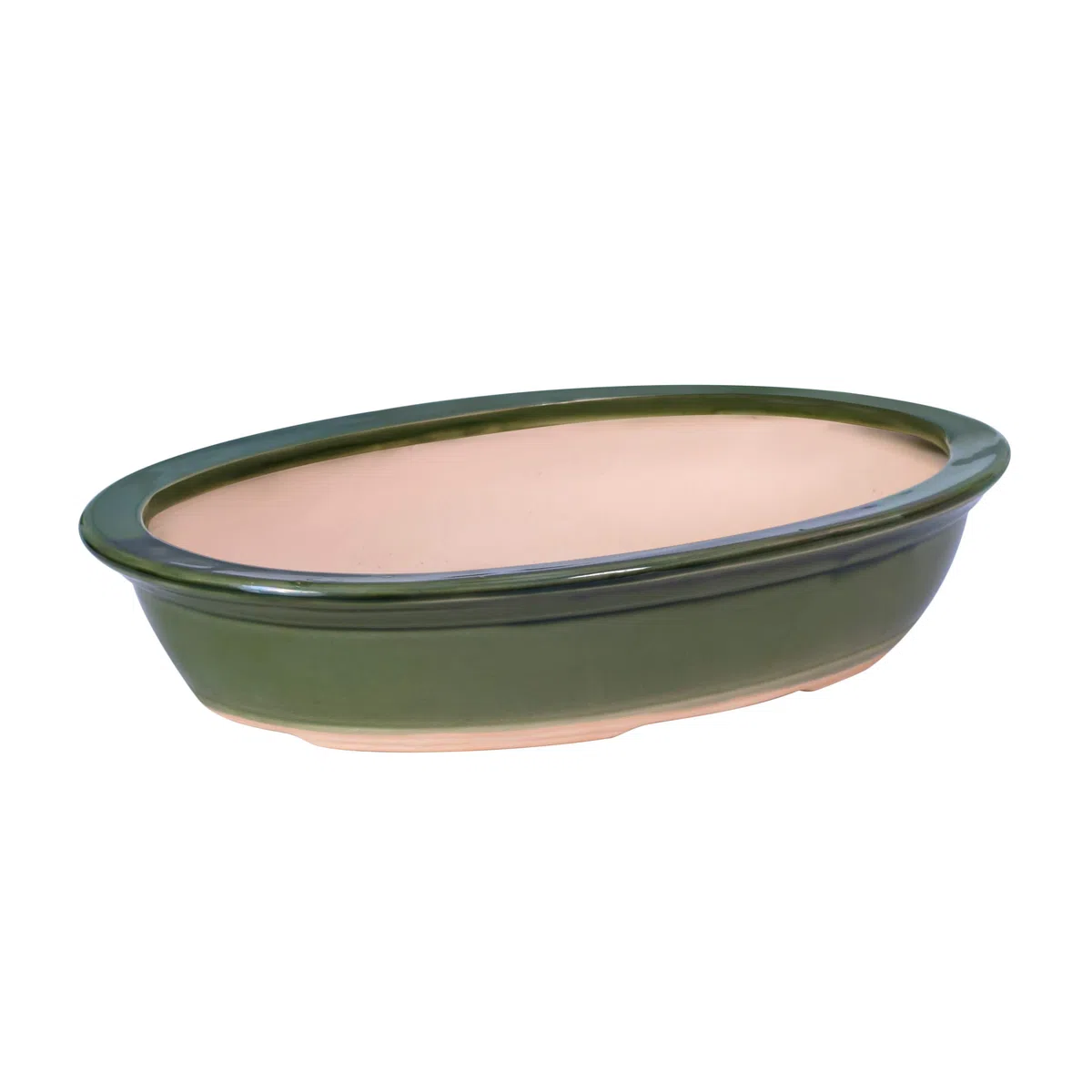 Vaso per bonsai/fiori, da giardino, in ceramica/terracotta, con sottovaso, verde, 6 misure (40)