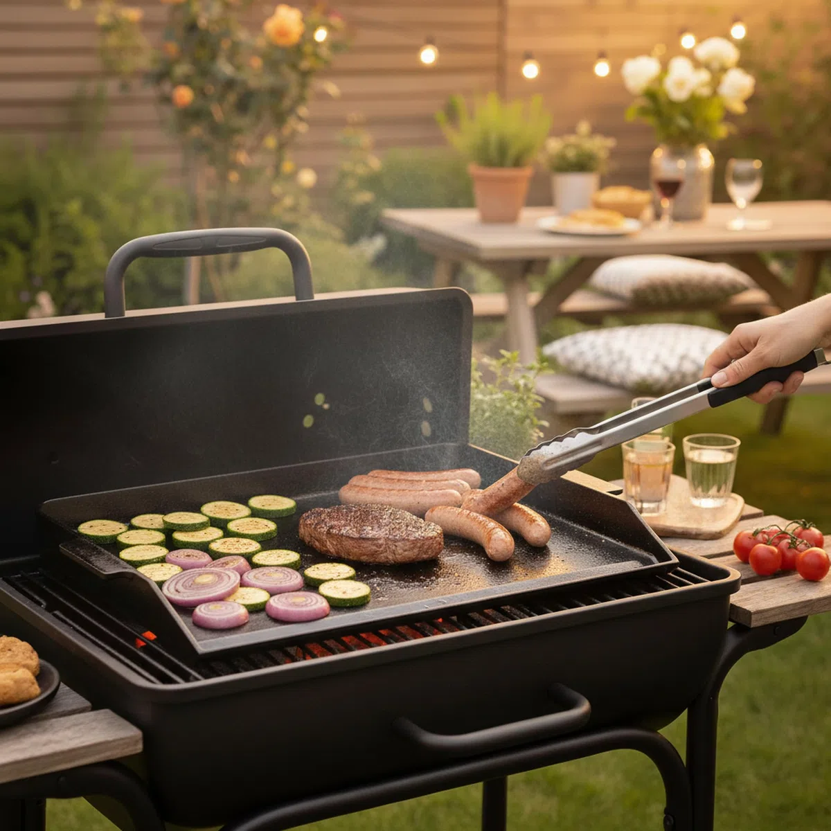 BBQ-Toro Piastra barbecue in ghisa smaltata | 59 x 41 cm | BBQ plancha | rettangolare, universale e solida | piastra per grigliare a carbonella e a gas, accessori per barbecue, padella per grigliare