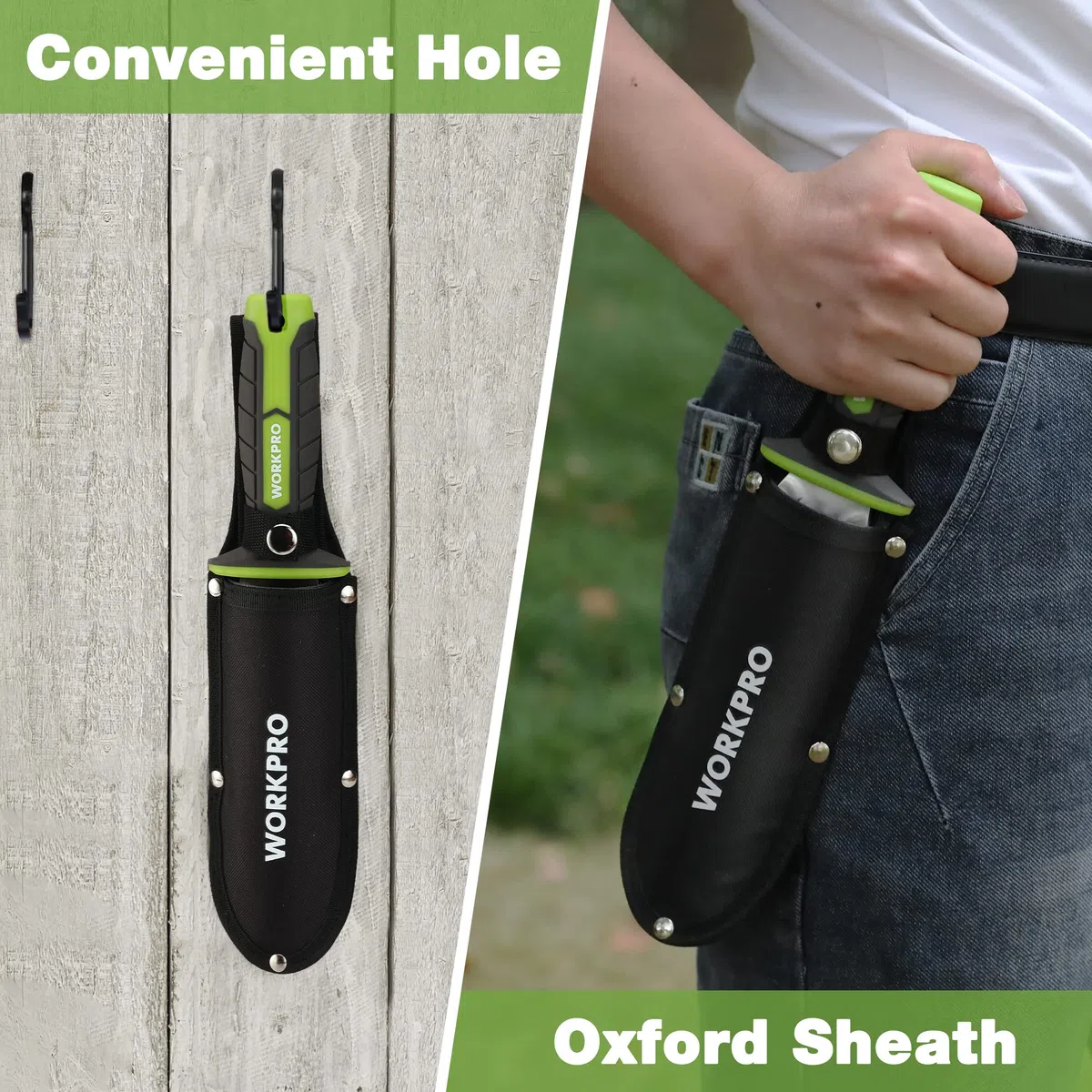 WORKPRO Coltello da Giardino in Acciaio Inossidabile, Strumento Ergonomico con Manico in TRP, Paletta da Giardino con Custodia in Oxford - Ideale per Estirpazione, Piantagione e Scavatura