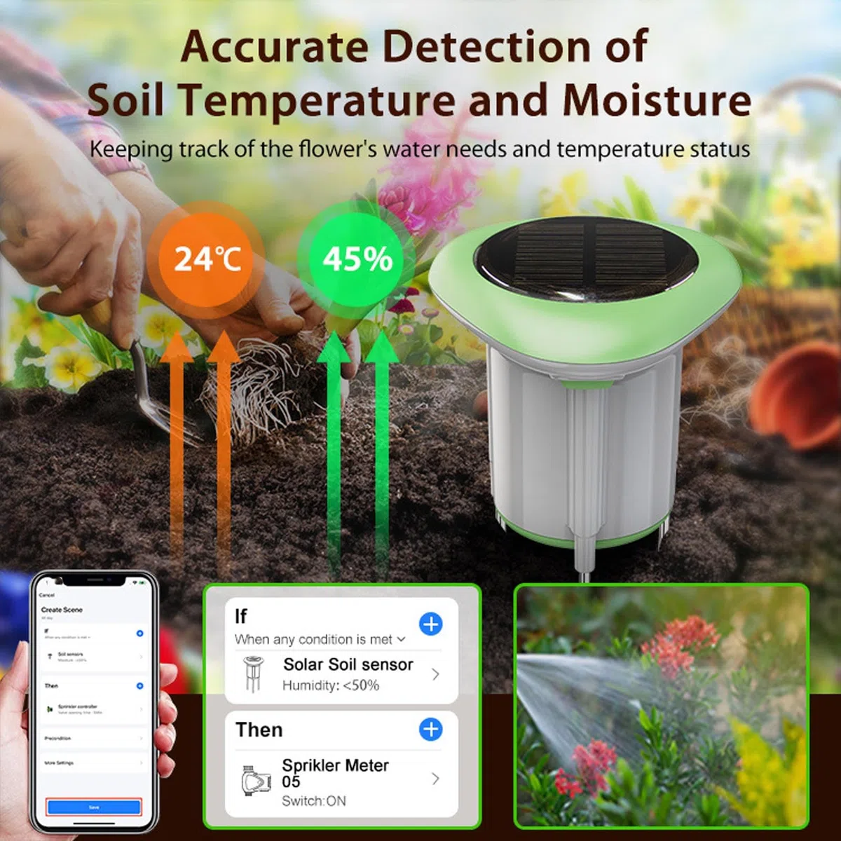 TOPINCN Misurazione dell'umidità del Suolo, umidità della Pianta Wireless e Monitoraggio della Temperatura Termometro del Suolo e Igrometro per Zigbee 3.0, Misuratore di Acqua per