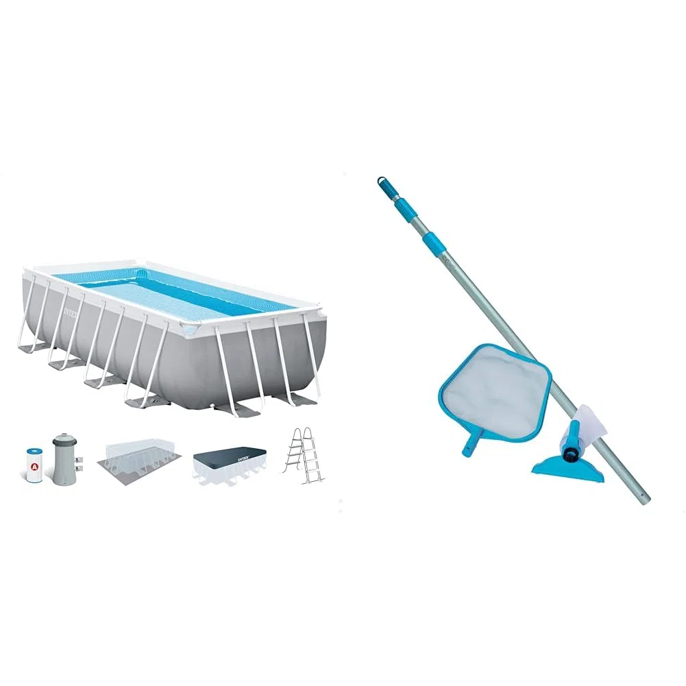 Intex 26792NP – Piscina Fuori Terra Prisma Frame Rettangolare, Pompa Filtro 3785 L/h & Pool maintenance kit - pool accessories - pool cleaning set - 2 pieces