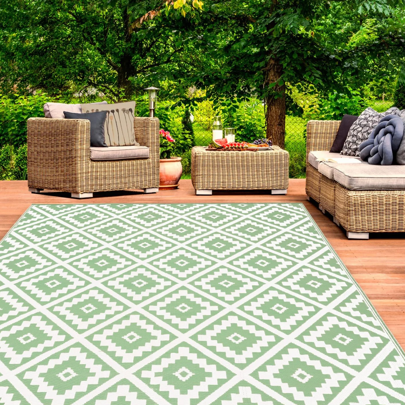 IDMarket - Tappeto esterno Bahamas verde salvia 180 x 280 cm