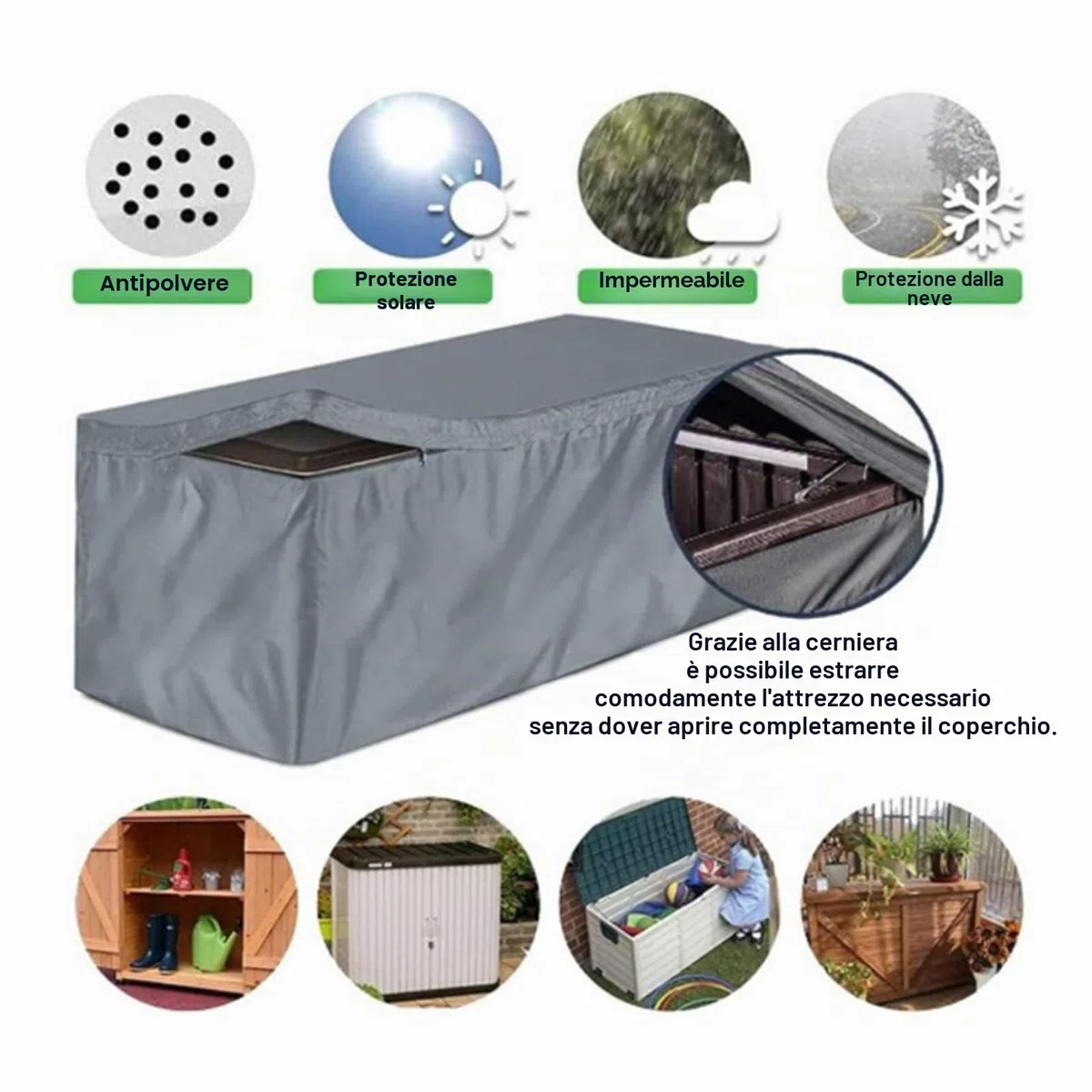 Generisch Copertura per mobili da giardino da giardino, cassapanca multiuso per cassapanca da giardino, copertura per cuscino, utilizzabile su box da giardino, copertura impermeabile