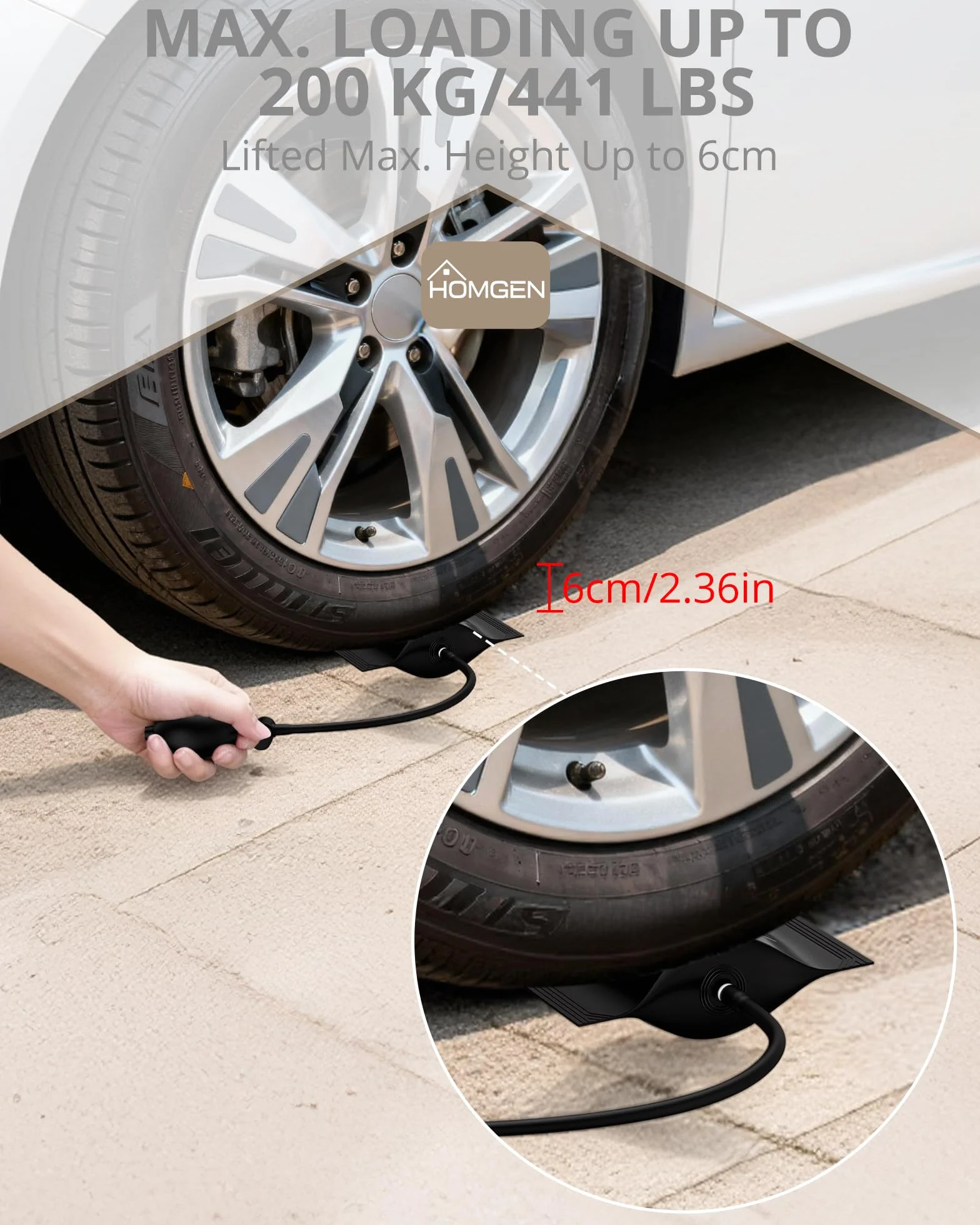 HOMGEN 4 Pezzi Pompa ad Aria per Finestre Max Carico 200kg Cuscinetti ad Aria per Sollevamento in TPU con 4 Cune Cuscini Gonfiabili ad Aria per Installazione Porte Finestre Spostare Mobili