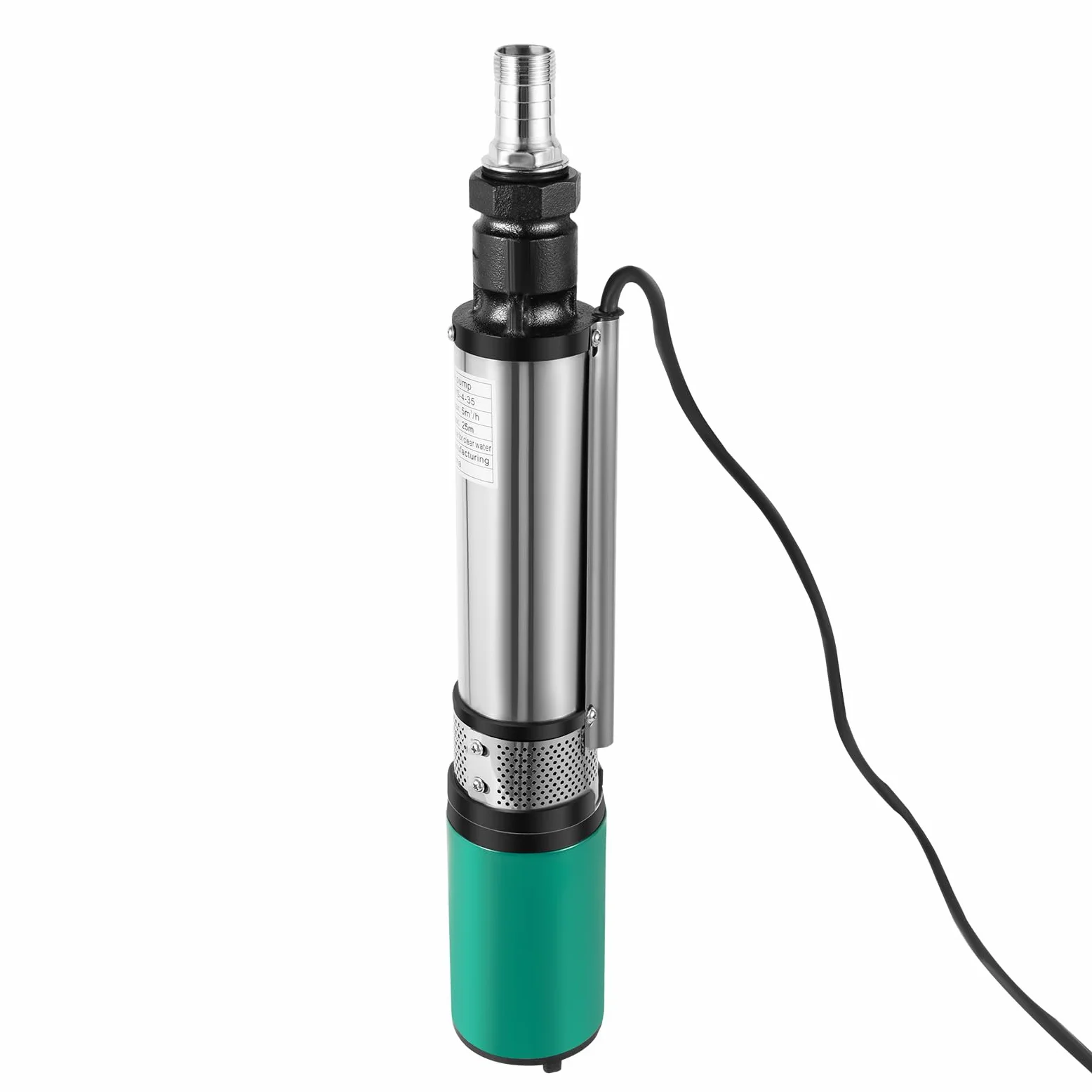 Pompa solare per fontana profonda 24 V DC 320 W, pompa sommersa 5 m³/h, pompa per fontana, pompa da giardino, diametro di uscita: 25 mm, numero di giri del motore: 5000 giri/min
