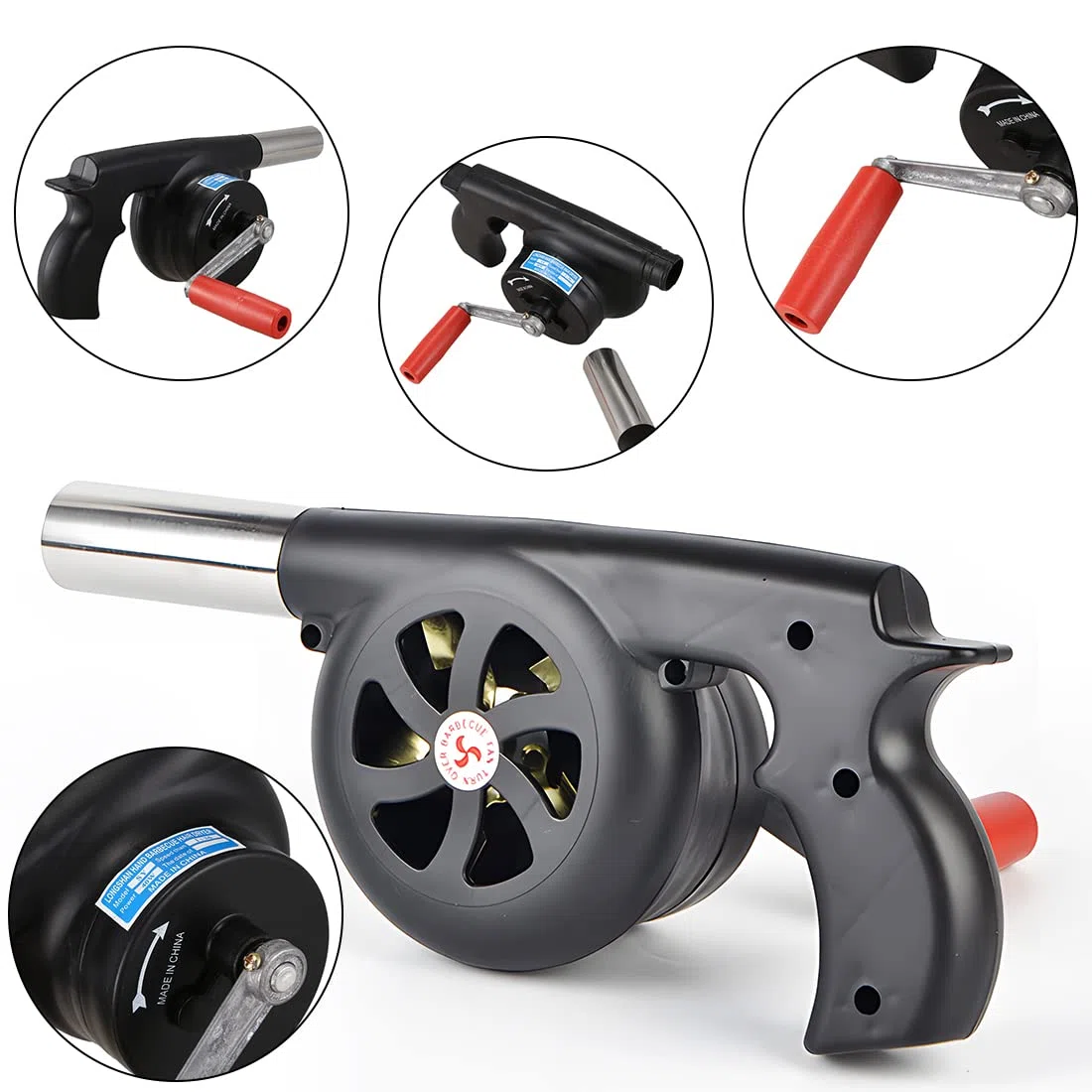Wailicop Soffiatori a Manovella, BBQ Ventilatore Manuale per Barbecue Cucinare All'aperto Camino Picnic Campeggio Carbone Griglie Campfires
