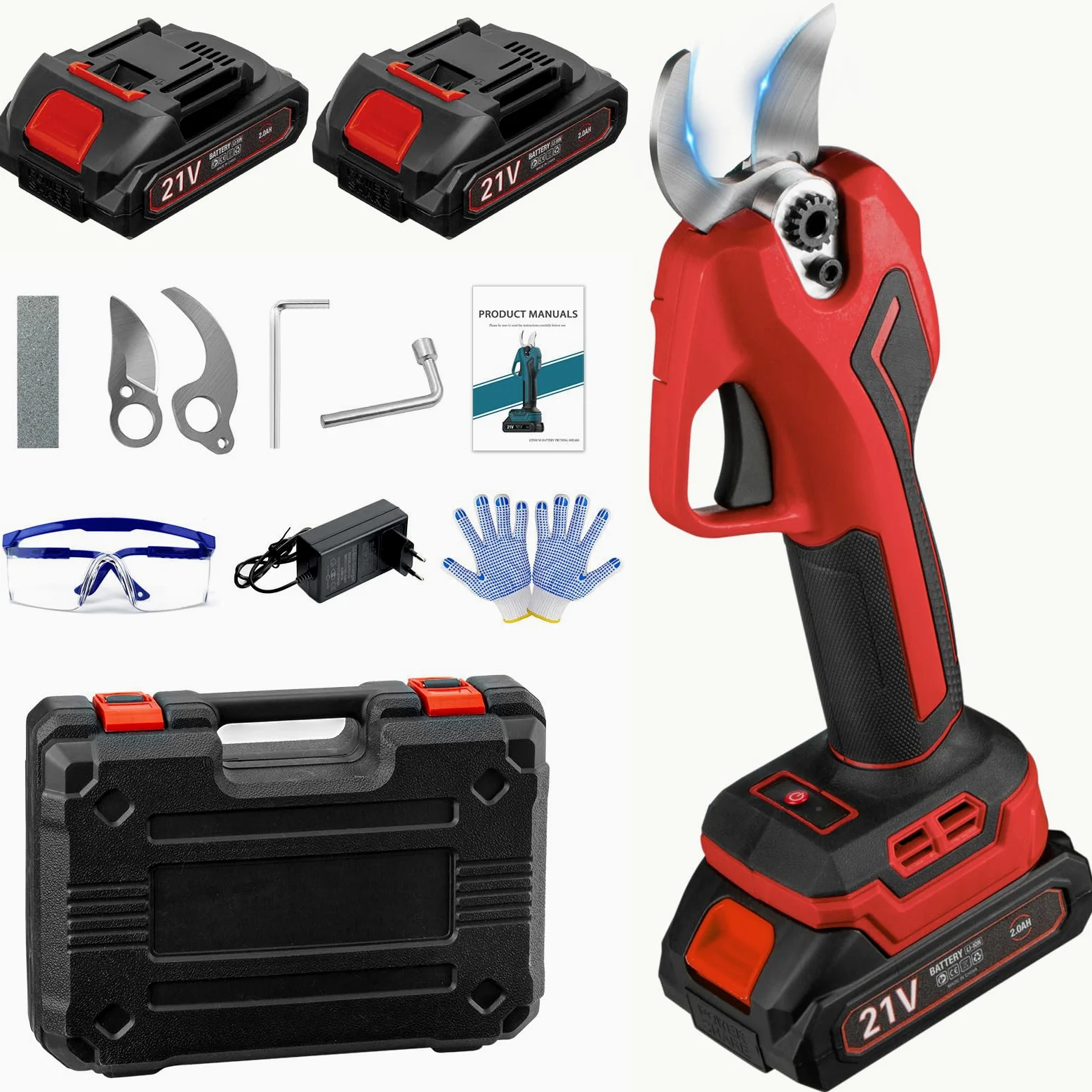 Cesoie elettriche da giardino per batteria Makita da 18 V, batteria da 600 W, professionali con 2 batterie da 2000 mAh, forbici da giardino senza spazzole con diametro di taglio da 20 – 35 mm e