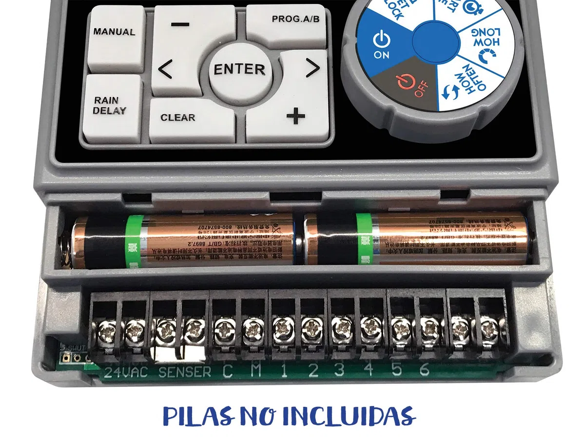 Aqua Control - Programmatore d'Irrigazione Automatica per Giardino con Trasformatore e Schermo LCD, Adatto per 6 Zone di Irrigazione
