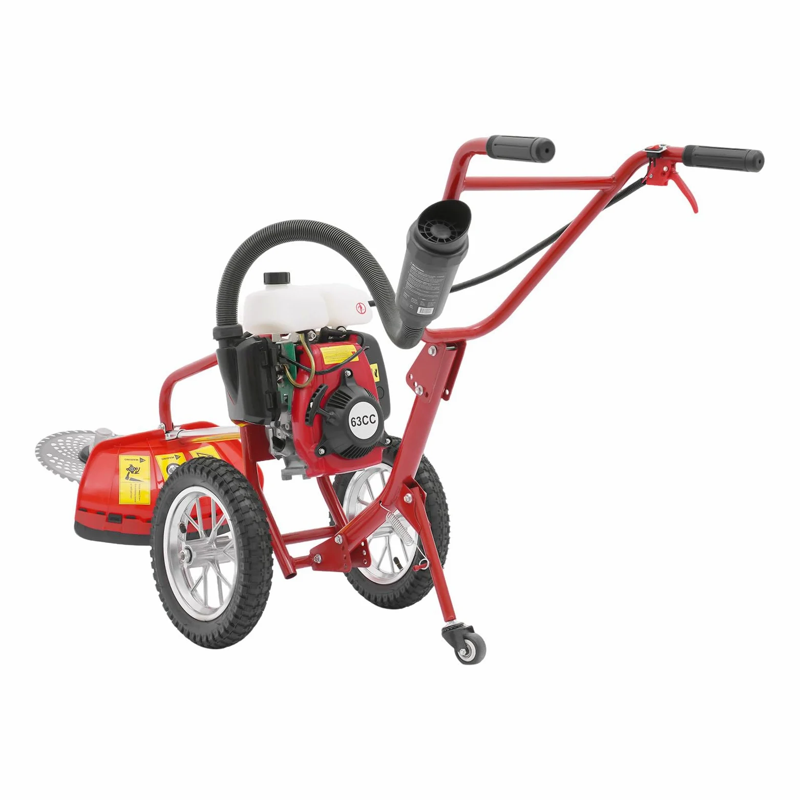 Motozappa a benzina 63 cc, 4 tempi, 4 CV, motozappa da giardino, coltivatore, fresa per terreno, con ruote, motozappa per la lavorazione del suolo, profondità di coltivazione di 10 cm, avviamento a
