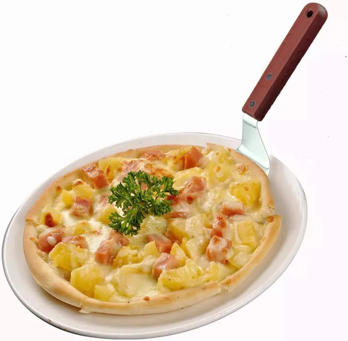 Pala per Pizza, Paletta per Pizza con Manico in Legno e Vassoio di Metallo in Acciaio Inossidabile per Pizze Fatte in Casa, Manico Pala Pizza, per Gualsiasi Esterno o Interno Pizza Grill Forno