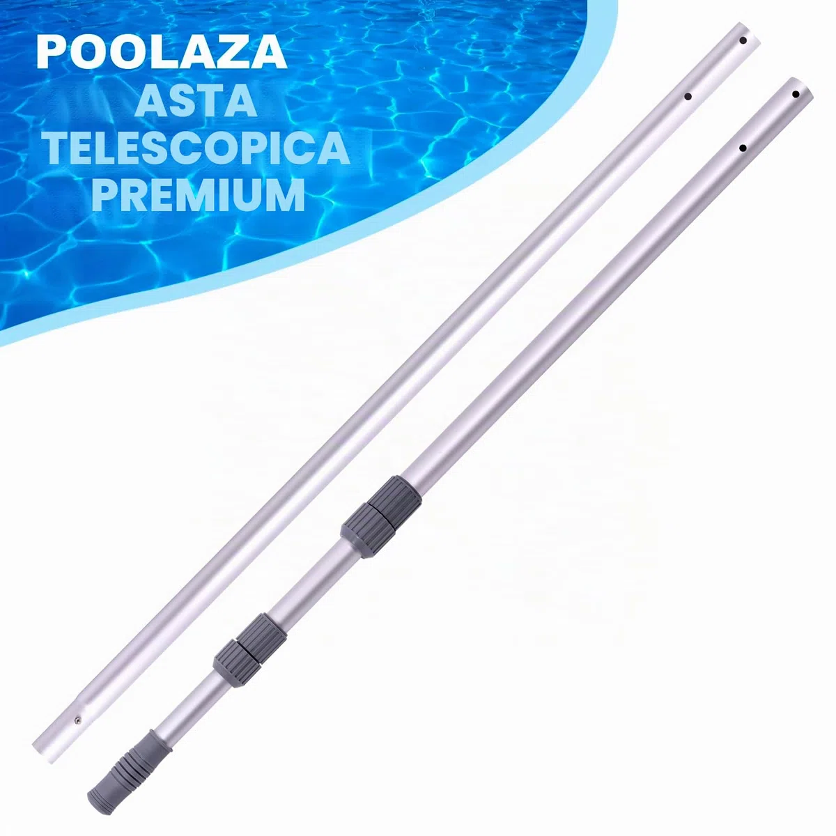 POOLAZA Asta per Piscina - Aste telescopiche professionali per la pulizia della piscina da 3,6 m, aste telescopiche regolabili, per retino skimmer, spazzola, testa di aspirazione