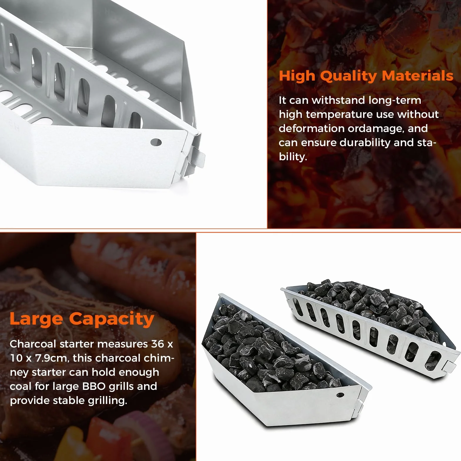 QuliMetal cesti separa carbone per Weber barbecue a carbone da 47, 57, 67 cm, Char-Basket per Weber 7403, cesti separa carbone, supporti per carbone e bricchetti per Kettle, One Touch, Master Touch