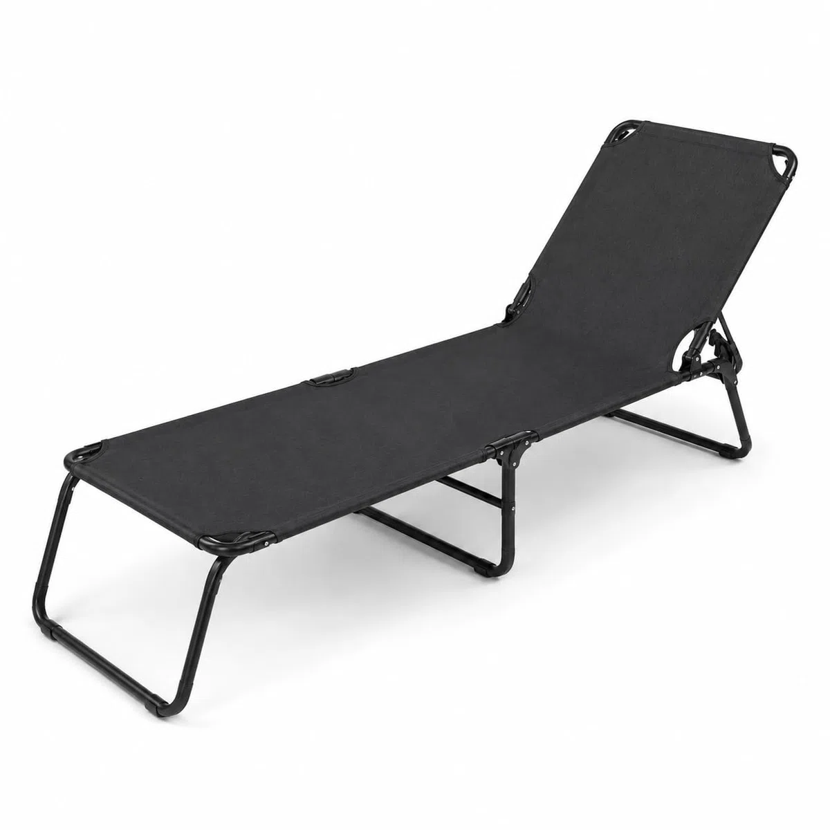 Lettino Pieghevole Prendisole Senza Tettuccio Parasole Schienale Reclinabile Regolabile Struttura In Metallo Nero Sedia Sdraio Per Spiaggia Mare Giardino Piscina 187 x 53 x 24 Cm Nero