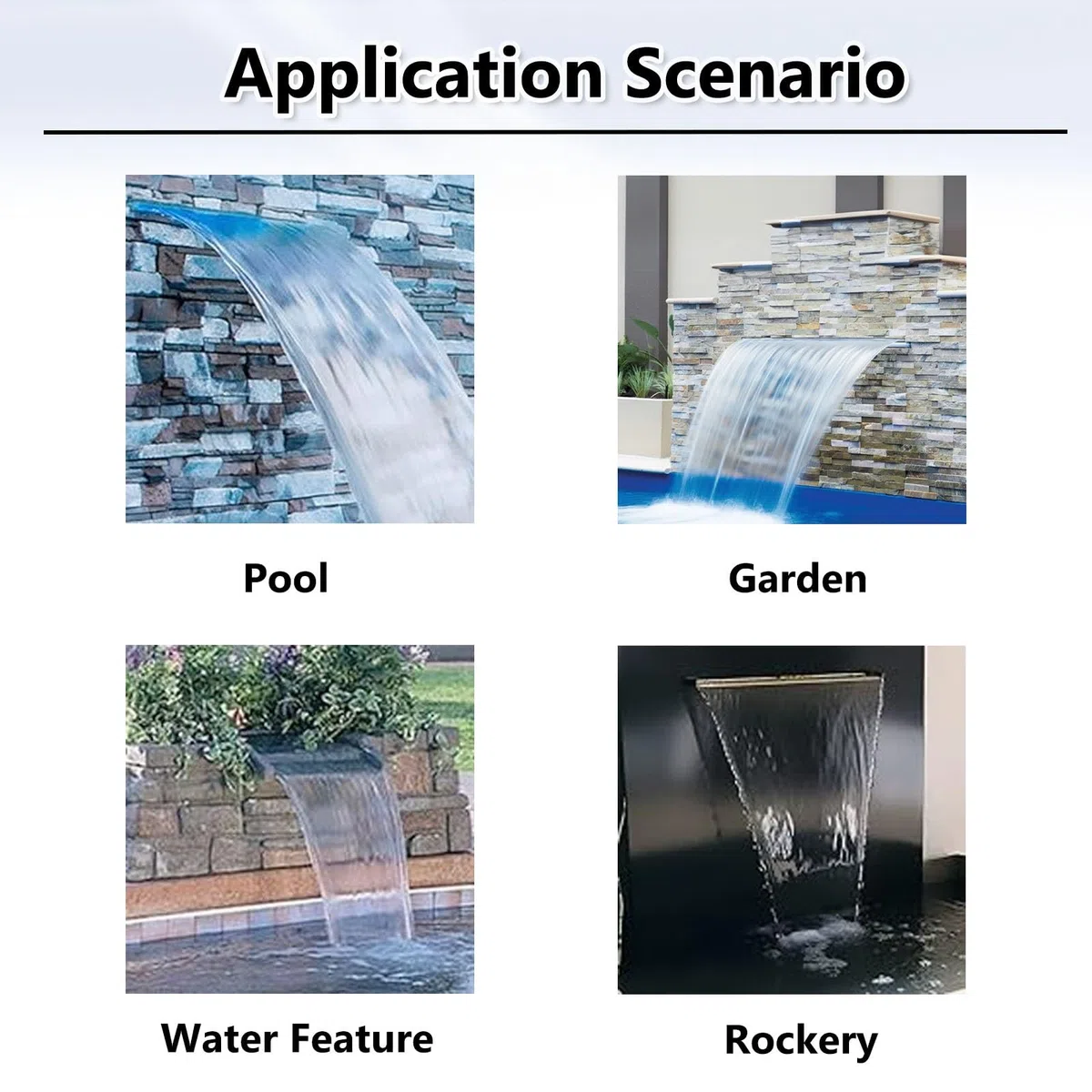 Heavy Du 61 cm in Acciaio Inox F Mount Stagno Cascata Spillway Kit con Accessori Pool Fontana Outlet Spray per Patio Deck d h