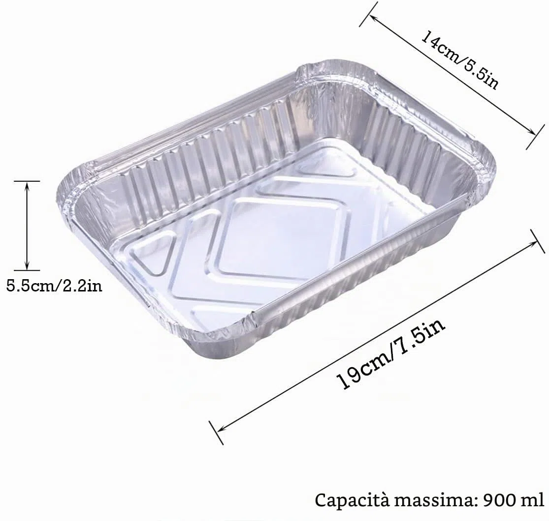 Ciotole in alluminio per barbecue, 30 pezzi, usa e getta, in alluminio, con spazzole in silicone per forno, arrosti, cottura (25 x 400 ml, 5 x 900 ml)