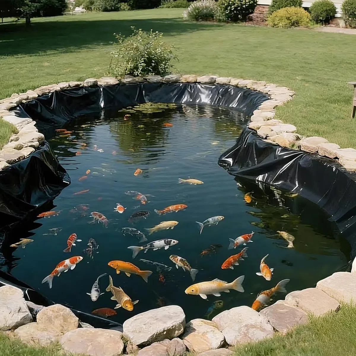 Rivestimento rinforzato per stagni di pesci, giardini acquatici all'aperto, cascate e fontane, rivestimento per stagno durevole per un sottofondo affidabile e una protezione