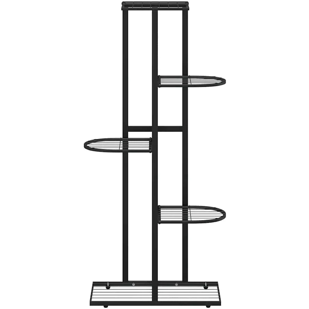 Fioriera a 5 ripiani in metallo nero, 43 x 22 x 98 cm, mensola per piante, balcone, patio, soggiorno, con supporto per vaso e mensola per erbe aromatiche, orchidee e piante grasse
