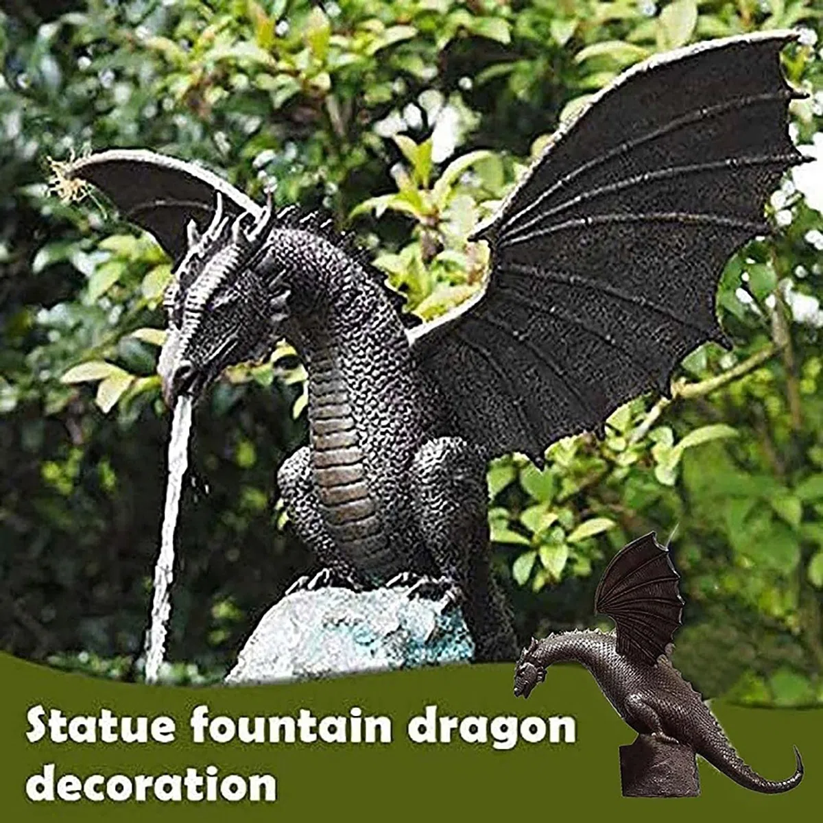 Fontana da esterno a forma di drago - Statua da giardino a forma di drago sputacchiere for laghetti koi, cortili e giochi d'acqua (design resistente alle intemperie)