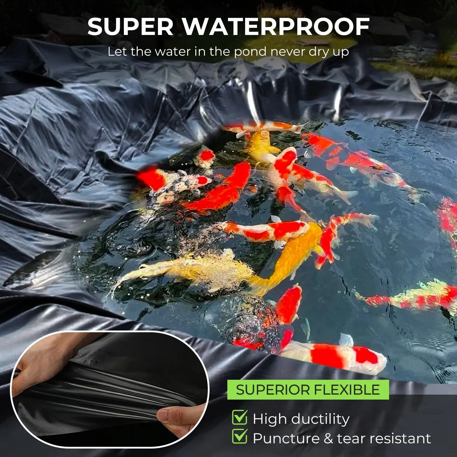 2x2m Telo Laghetto, 0.2mm Spessore Telo per Laghetto da Giardino, Fodera Laghetto per Fontana da Giardino Esterno, Cascata, Laghetto per Tartarughe