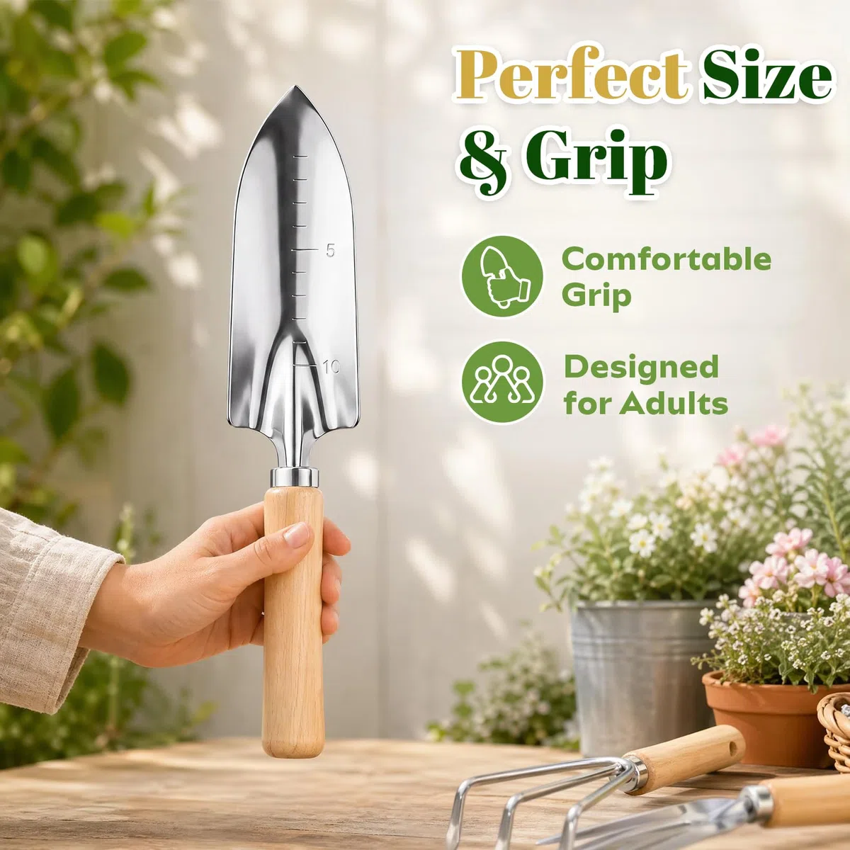 Set di attrezzi da giardinaggio, 9 pezzi, resistenti, con borsa resistente, attrezzi da giardino ergonomici resistenti alla ruggine, ideale come regalo per donne, giardinieri, giardinieri principianti