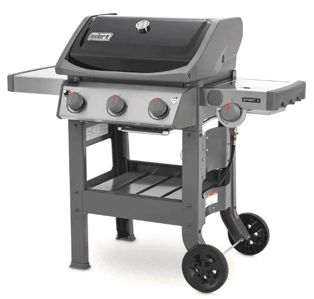 Weber Spirit II E-320 GBS Barbecue a Gas, 3 Bruciatori + Fornello Laterale, Griglia di Cottura 60 x 46 cm, Termometro sul Coperchio, Ripiano Laterale Sinistro Ripiegabile, Nero/Grigio (45012129)
