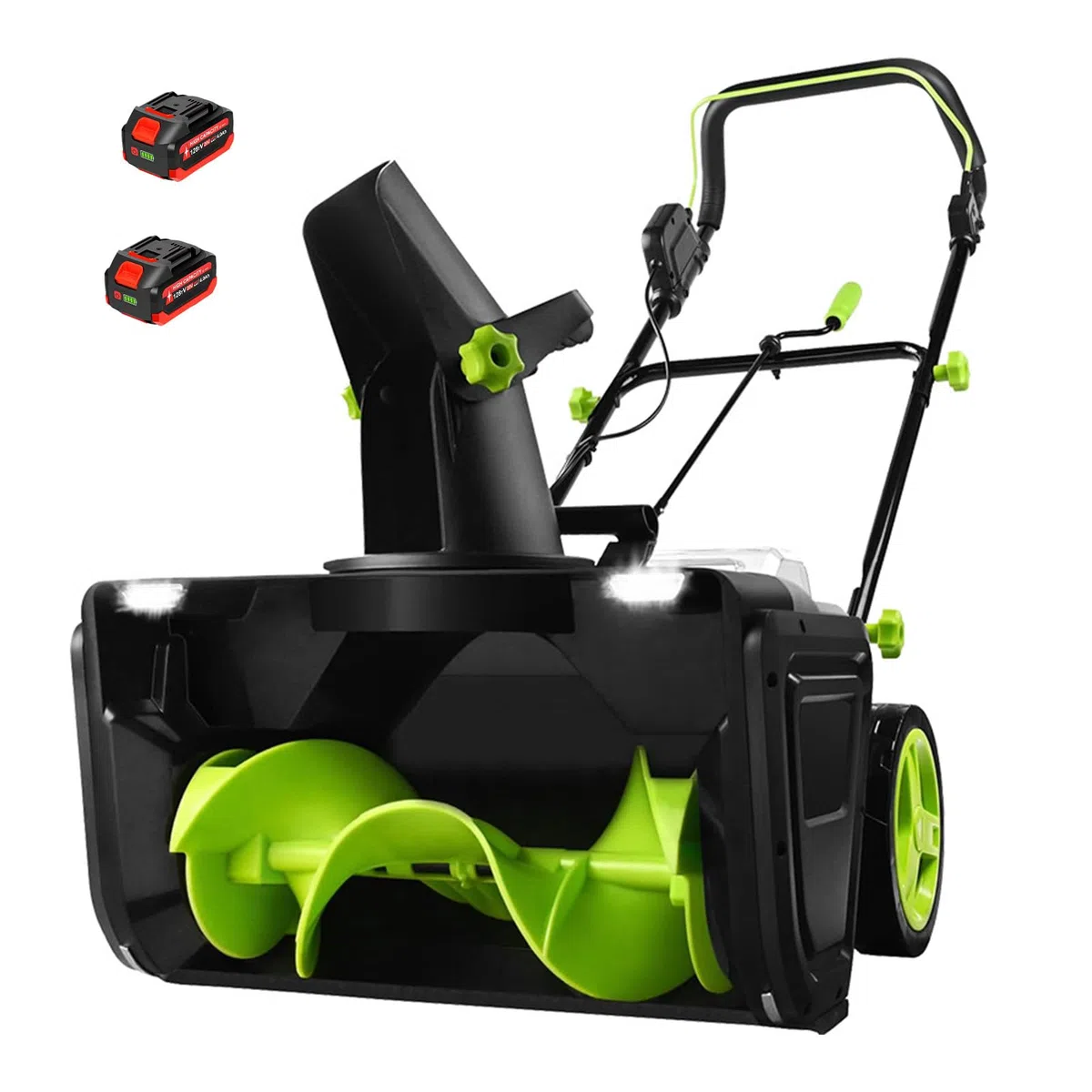 Spalaneve Elettrico per Terrazza e Portico — 40V, Larghezza Percorso 50 cm,Autonomia di Volo di 30 Min per Batteria, Doppi Fari LED, Spazzaneve per Giardino e Cortile 2Batteries