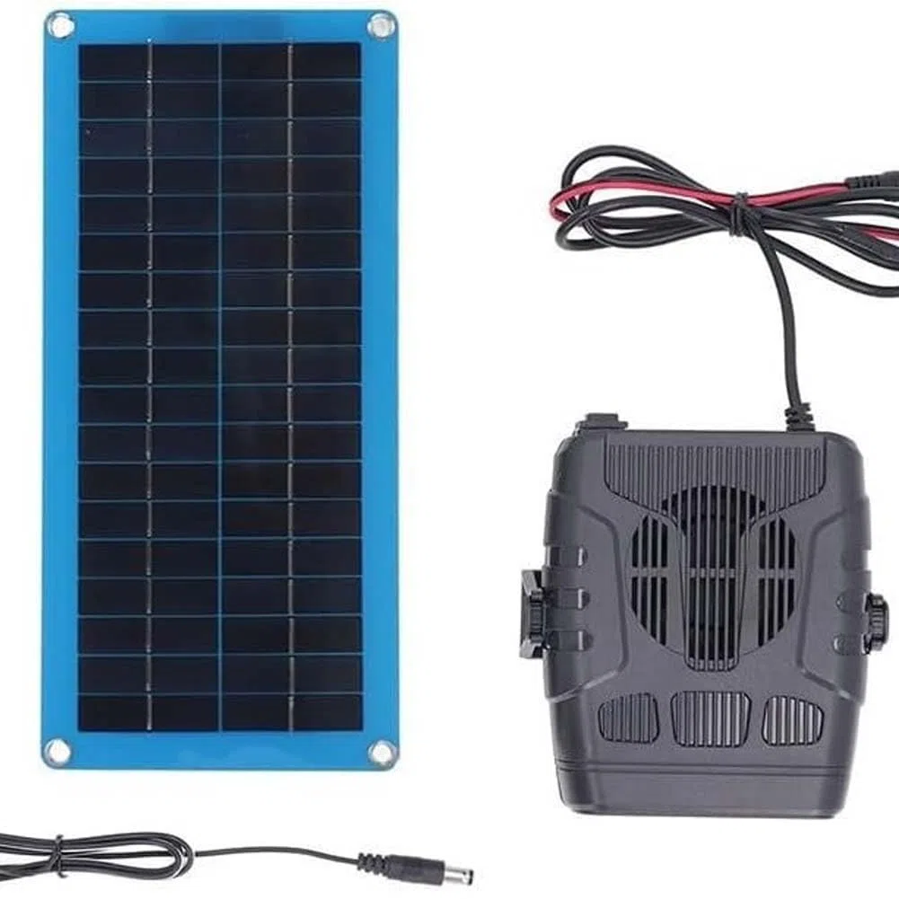 Riscaldatore solare per serra, kit di riscaldamento a pannello solare da 30 W per capannone, casetta per animali domestici e pollame Coop, scaldino portatile alimentato dal sole con protezione contro