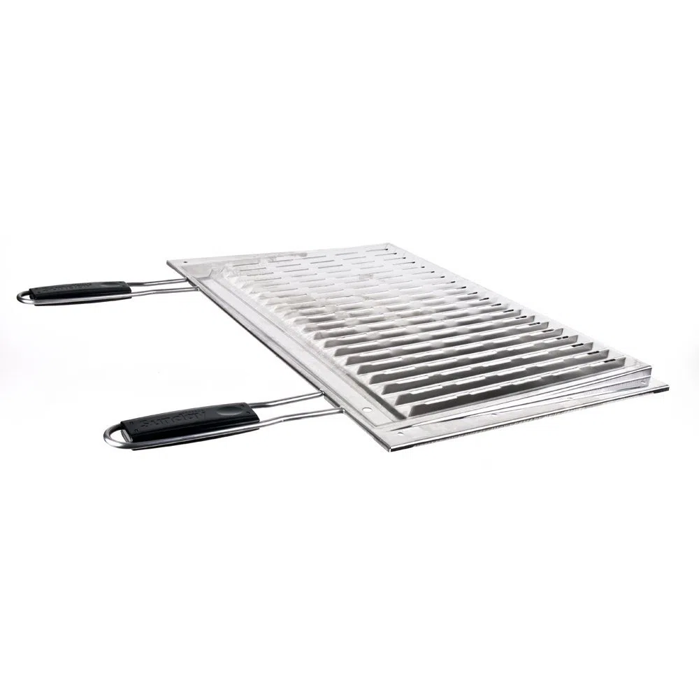 Griglia in acciaio Inox, 60 x 40 cm, manici in plastica, colore: nero