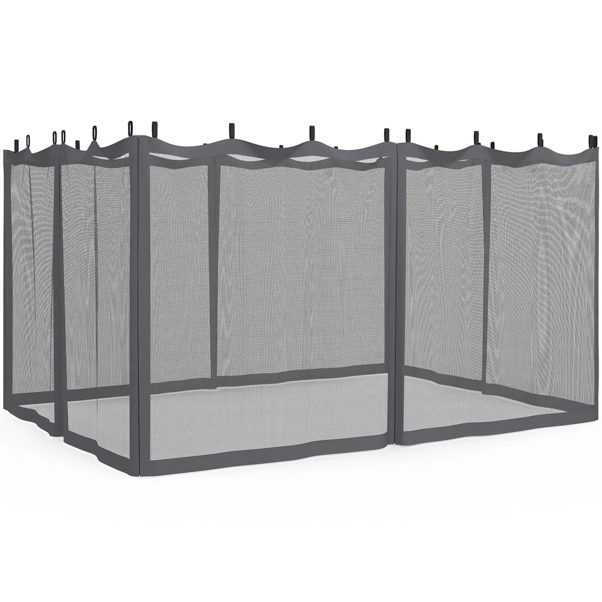 IDMarket - Set di 4 zanzariere 3x4 Grigie con Cerniera per pergola + Ganci