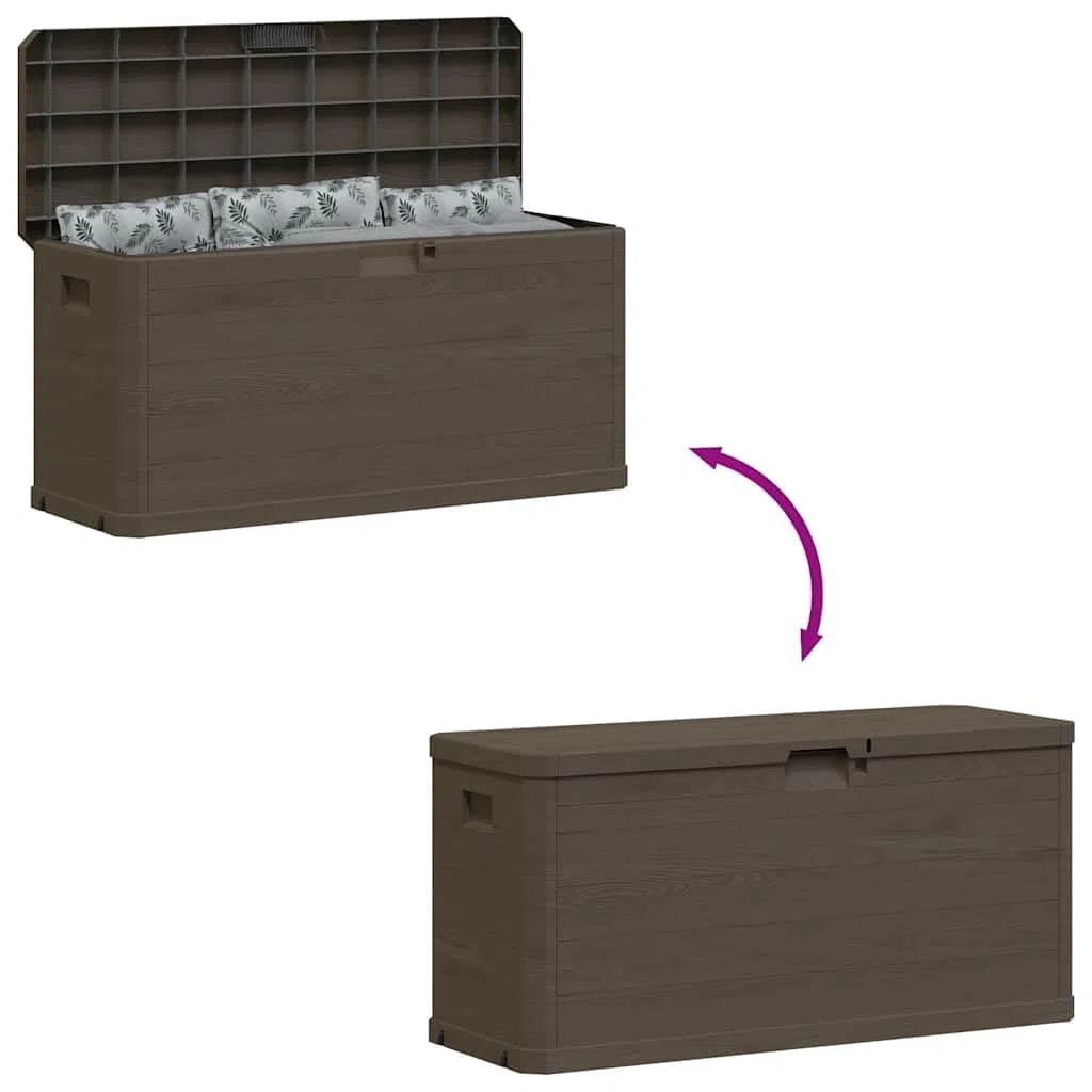 Baule Giardino Esterno 117x45x56 cm Impermeabile in Plastica - Cassone, Cassapanca, Panca, Contenitore Cassa Per Esterno - Marrone
