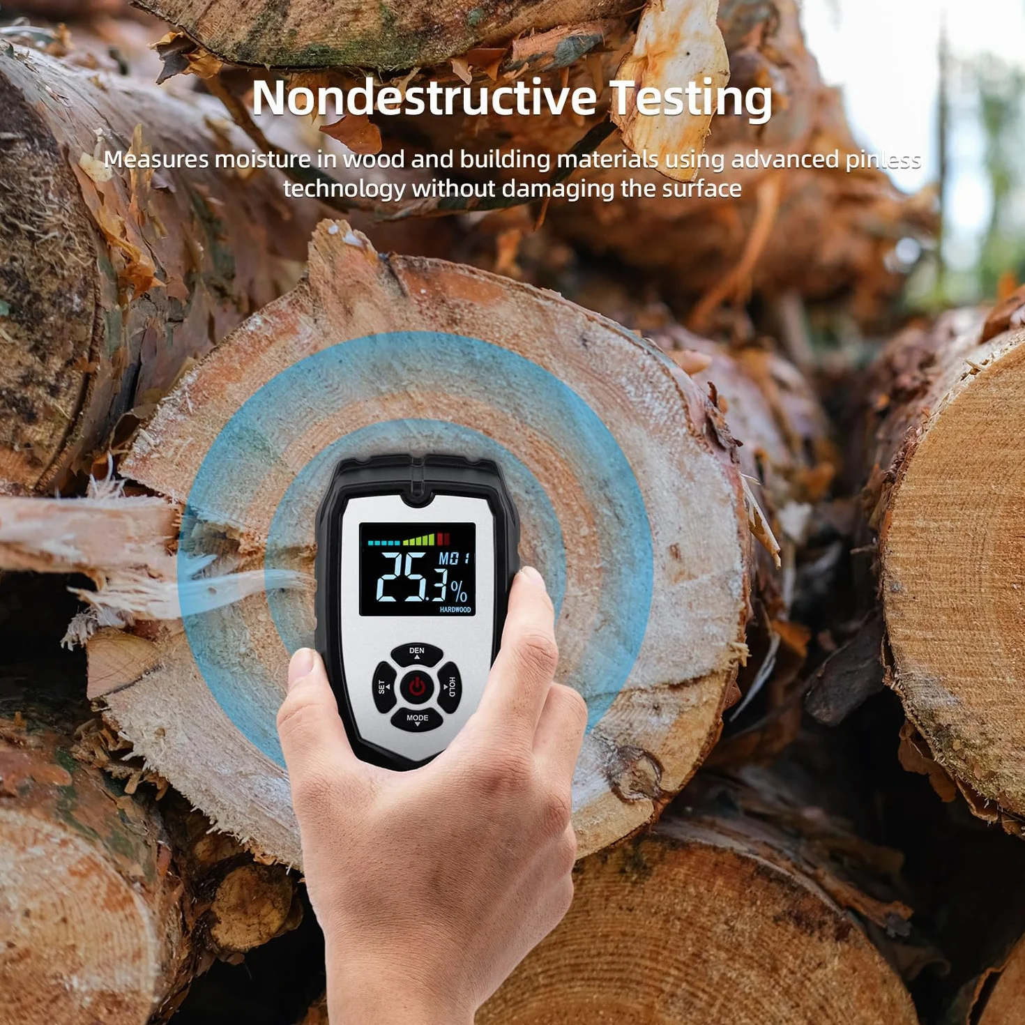 Mcbazel Misuratore Umidità Muri Digitale, Rivelatore di Umidità Igrometro, Moisture Meter per Legno, Pareti, Intonaco, Muratura, Profondità di Analisi 0-50 mm