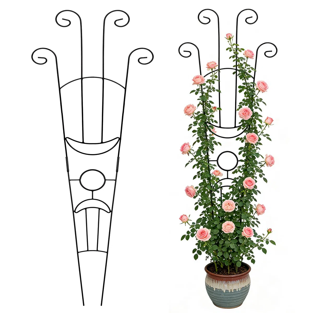 Traliccio da giardino per piante rampicanti, 2 tralicci in metallo per piante in vaso per interni ed esterni, pali di supporto espandibili e robusti per piante rampicanti Monstera Ivy Pothos
