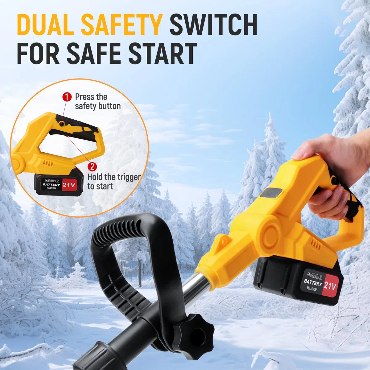 Fresa Spazzaneve a Batteria, Spazzaneve Elettrico con 2 batterie 5 C Larghezza di Lavoro 30 cm, Distanza di Espulsione 6 – 8 m, Altezza Massima Della Neve 10 cm