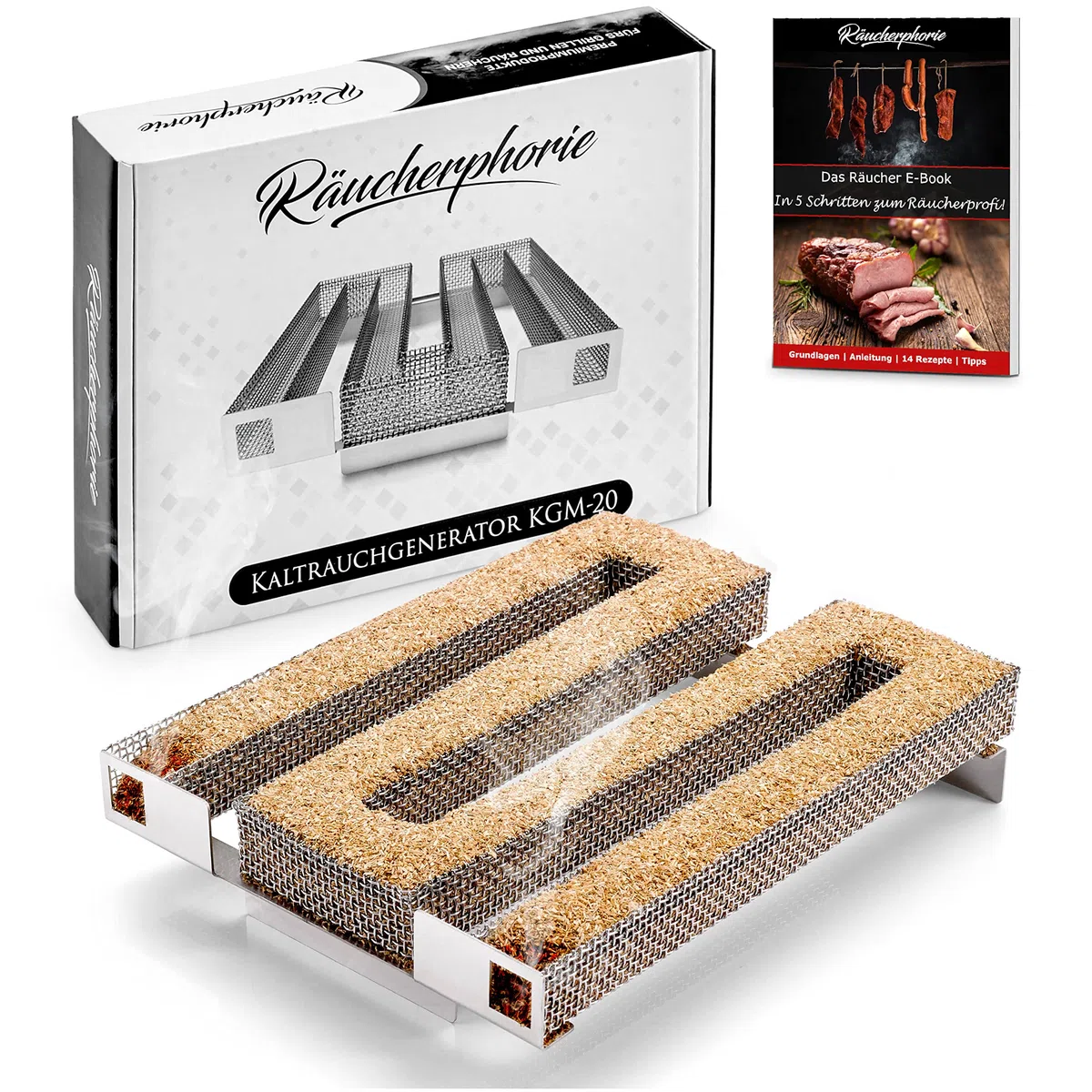 Generatore di affumicatura a freddo – Premium Sparbrand in acciaio inox con eBook per un risultato di affumicatura molto particolare – Generatore di fumo freddo di alta qualità ideale per barbecue