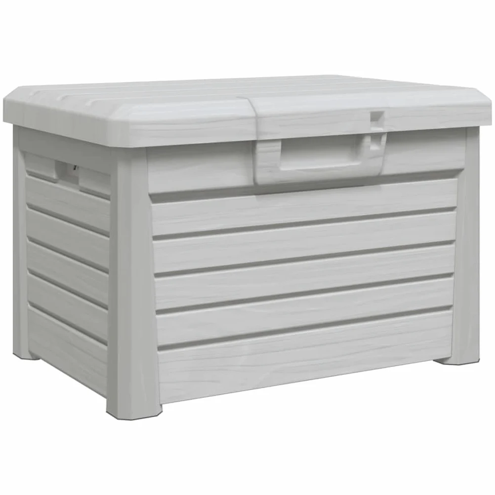 Générique Scatola per cuscini da esterno grigia, 73 x 50,5 x 46,5 cm, in polipropilene, chiudibile, per cuscini, coperte e giocattoli in giardino