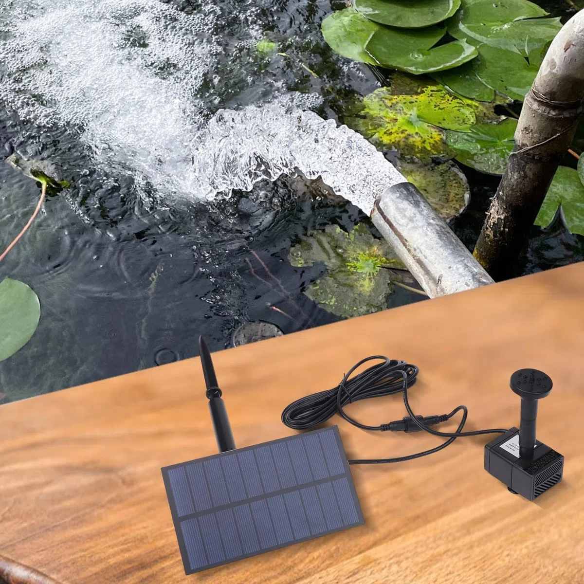 Pompa solare senza spazzole per fontana 5 W 5 V, flusso 160L/H con pannello per piccoli stagni acquari, altezza dell'acqua 50 cm, facile da installare
