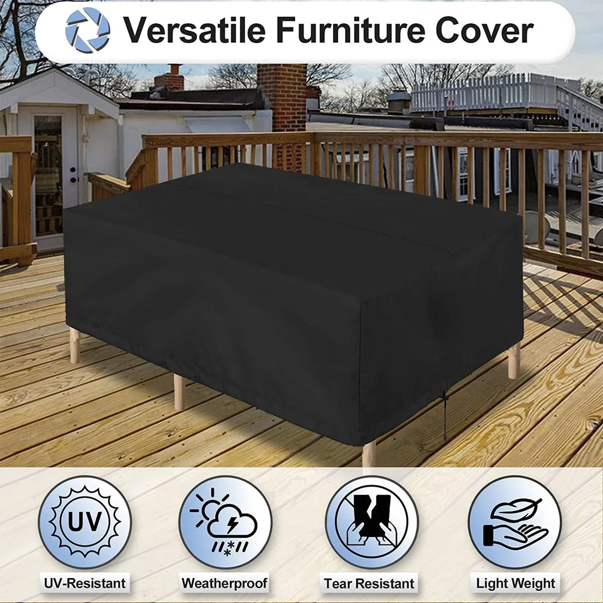 Copertura Tavolo Esterno Impermeabile, 420D Copri Tavolo da Esterno Impermeabile, Copertura Per Mobili da Giardino, Per Tavoli E Sedie, Divani Copritavolo Esterno Impermeabile（213x132x74CM）