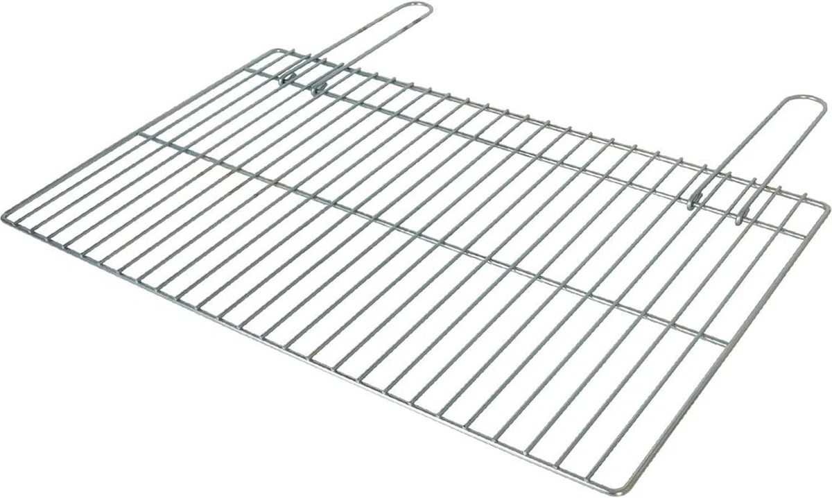 Griglia per Barbecue 67 X 40 CM In Acciao Cromato Con Manici a Tondino Richiudibili Regolabile per Barbecue a Muratura e Portatili