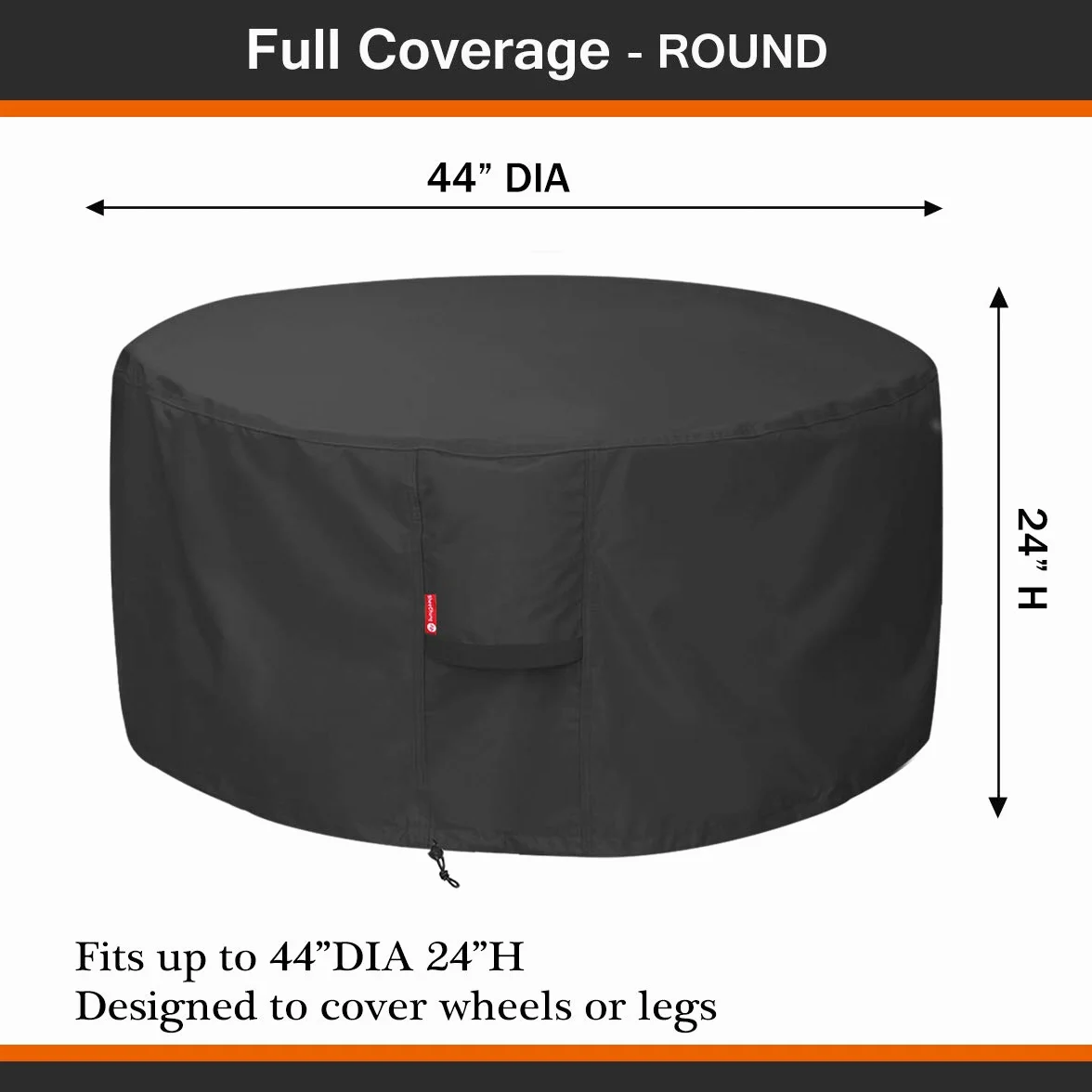 SheeChung Copertura per braciere per falò Solo Stove | Ranger Surround – Impermeabile 600D Heavy Duty rotonda Patio Patio Tavolo Bowl Cover Shelter Nero (rotonda – 114 "D x 24 H) Adatto per braciere
