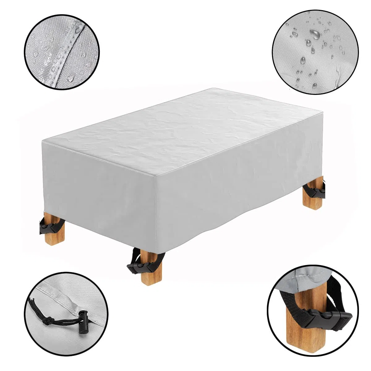 Coperture per Mobili da Giardino 210x170x70cm Copertura Tavolo Sedie Esterno Telo Copri Tavoli da Terrazza Quadrato 600D Oxford Impermeabile Anti-UV Antivento