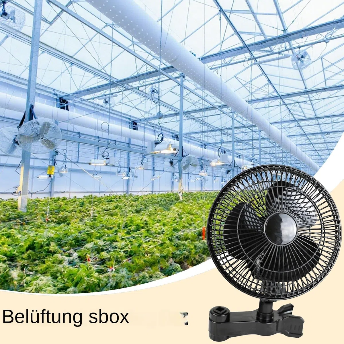 Generisch Grow Ventilatore con Clip, Regolazione a 2 Livelli, perbottone, oscillante, Ventola silenziosa da 25 W, per, Diametro 22 cm, Standard Europeo, Colore Nero
